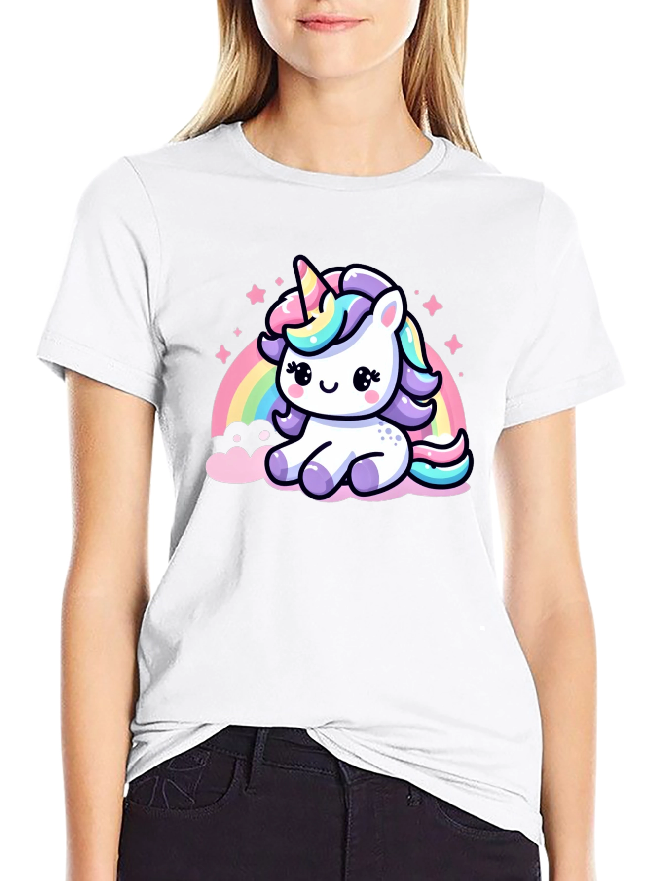 Cute Unicorn Graphic Black T-Shirt