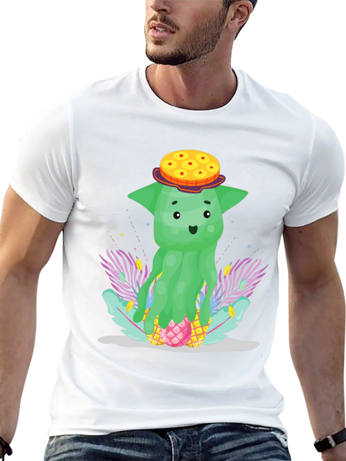 Funky Pineapple Head T-Shirt - Tropical Cartoon Tee
