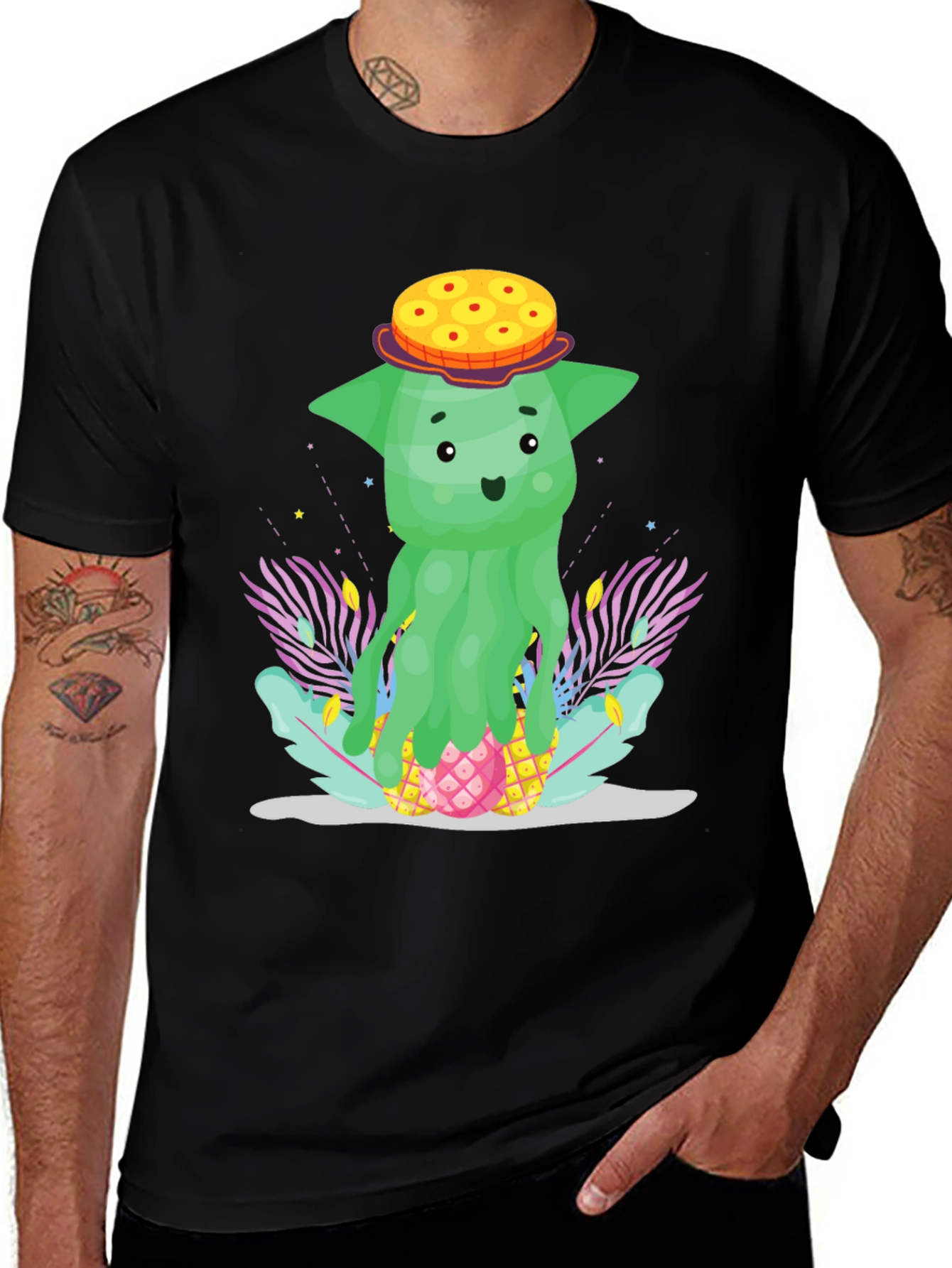 Funky Pineapple Head T-Shirt - Tropical Cartoon Tee