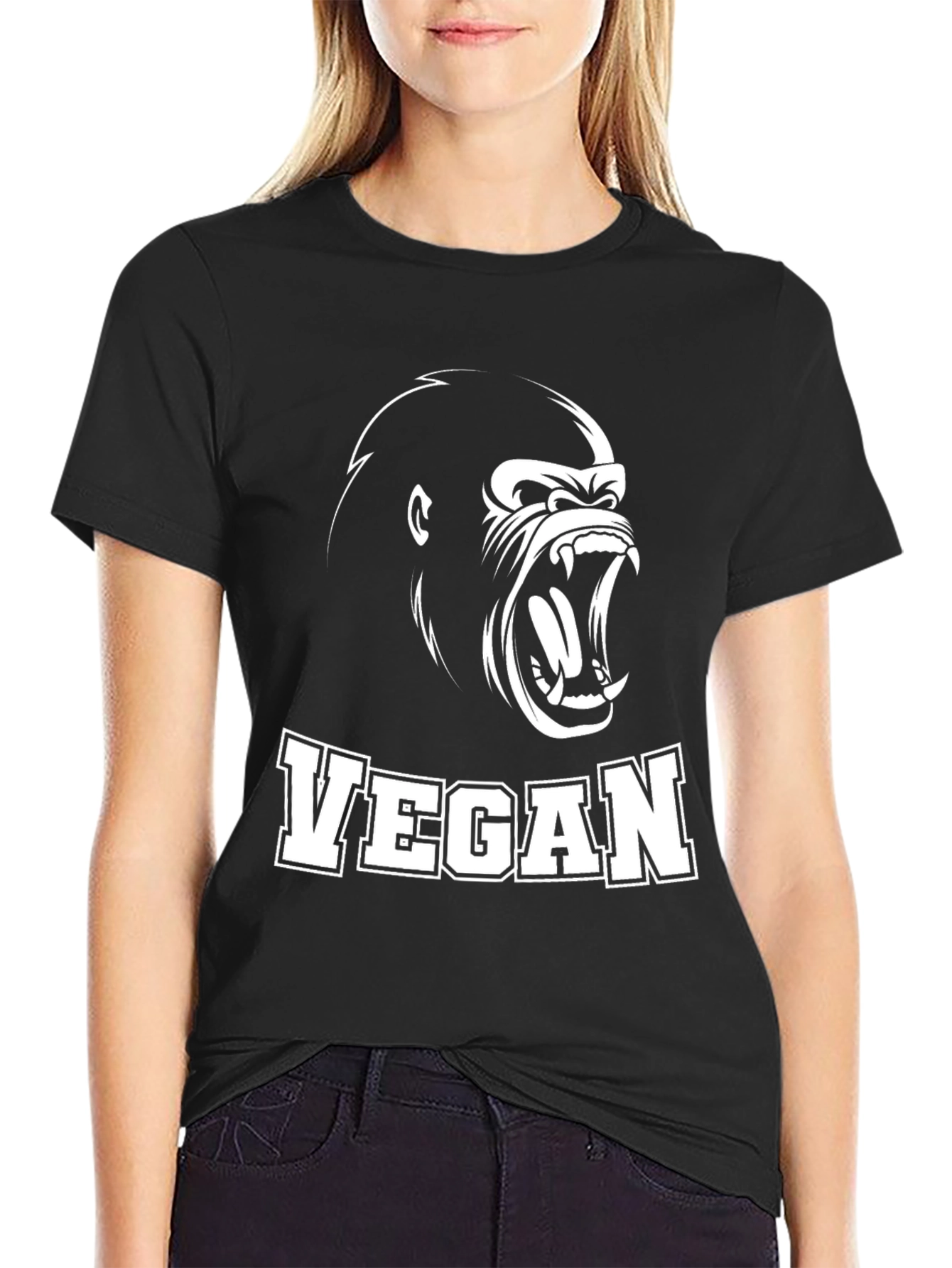 Vegan Gorilla Graphic T-Shirt - Black