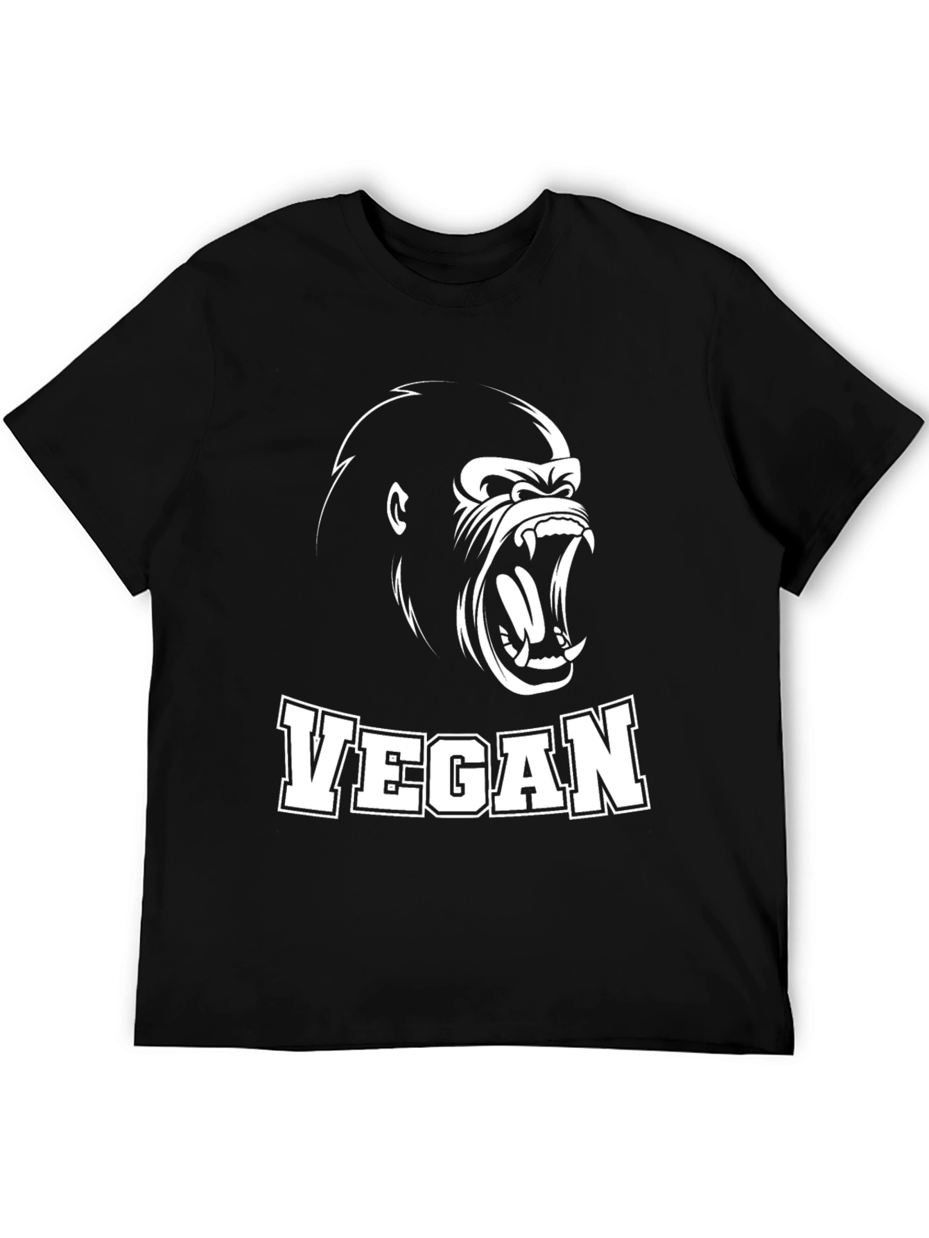 Vegan Gorilla Graphic T-Shirt - Black