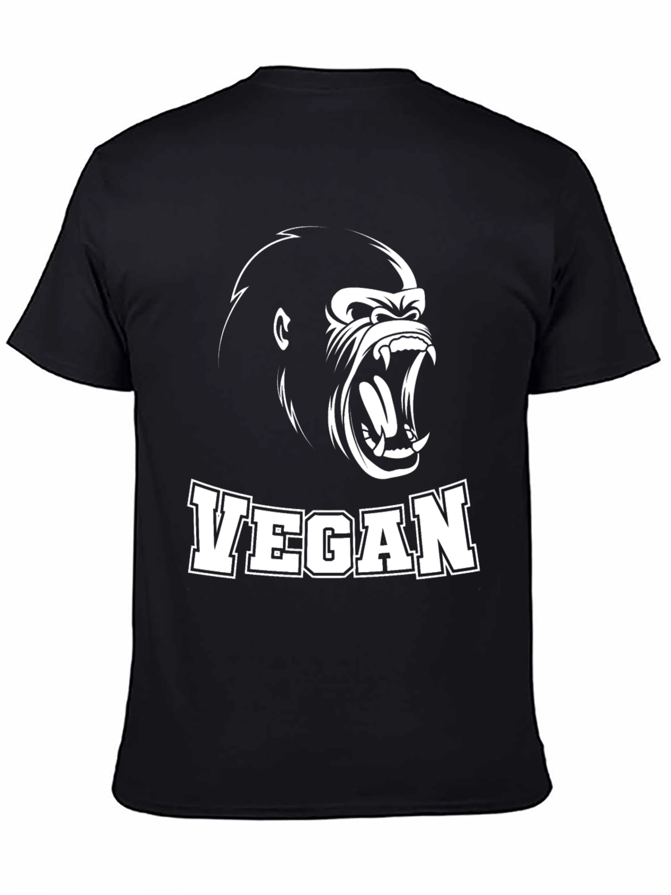 Vegan Gorilla Graphic T-Shirt - Black