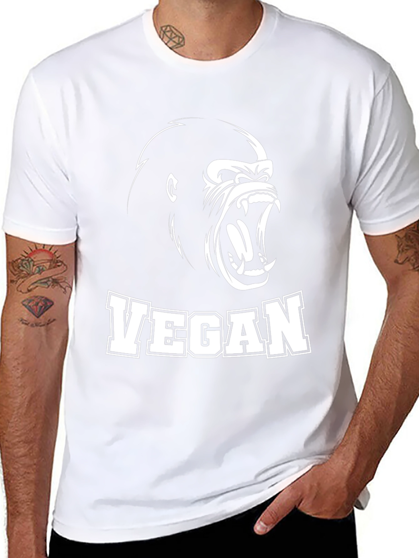 Vegan Gorilla Graphic T-Shirt - Black