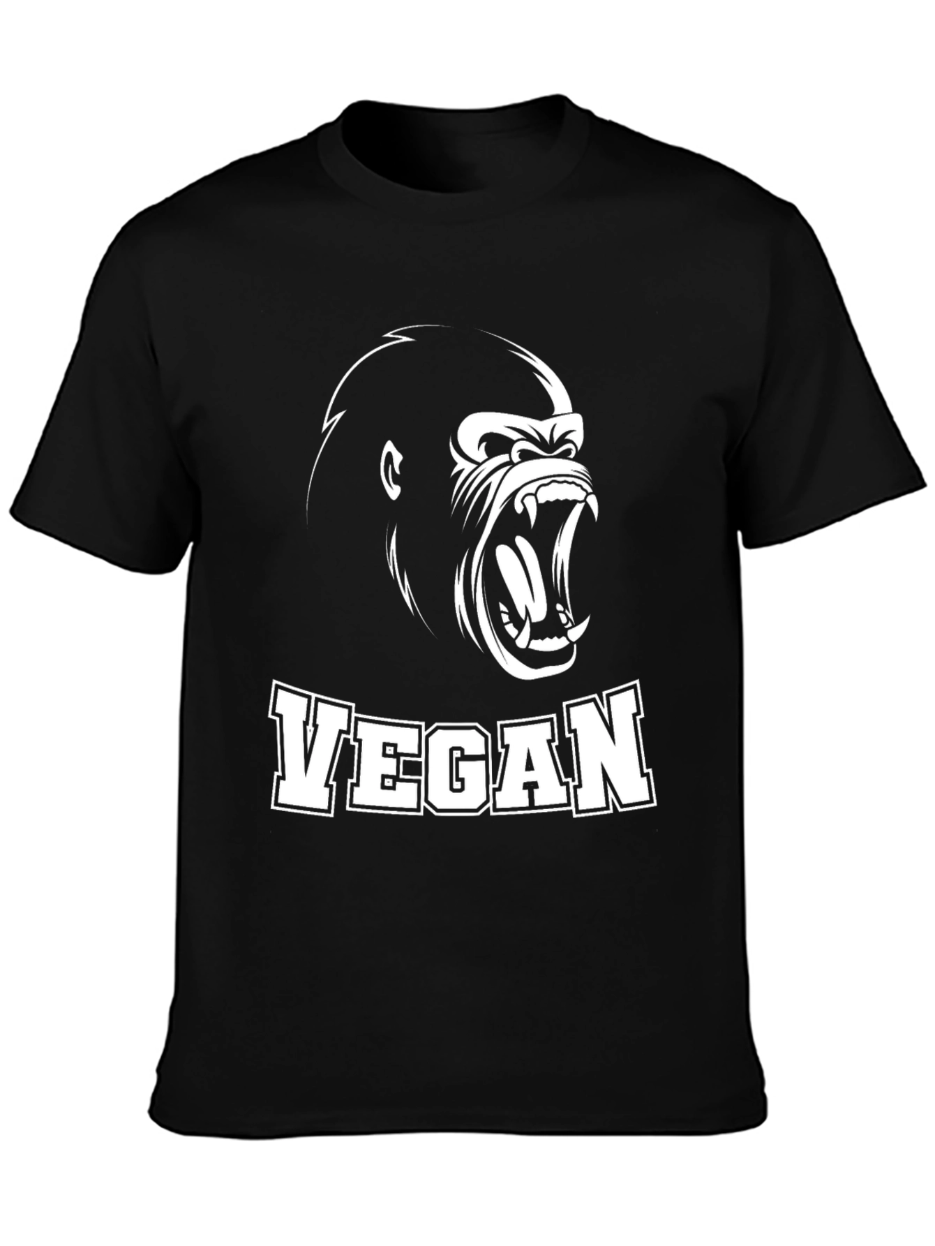 Vegan Gorilla Graphic T-Shirt - Black