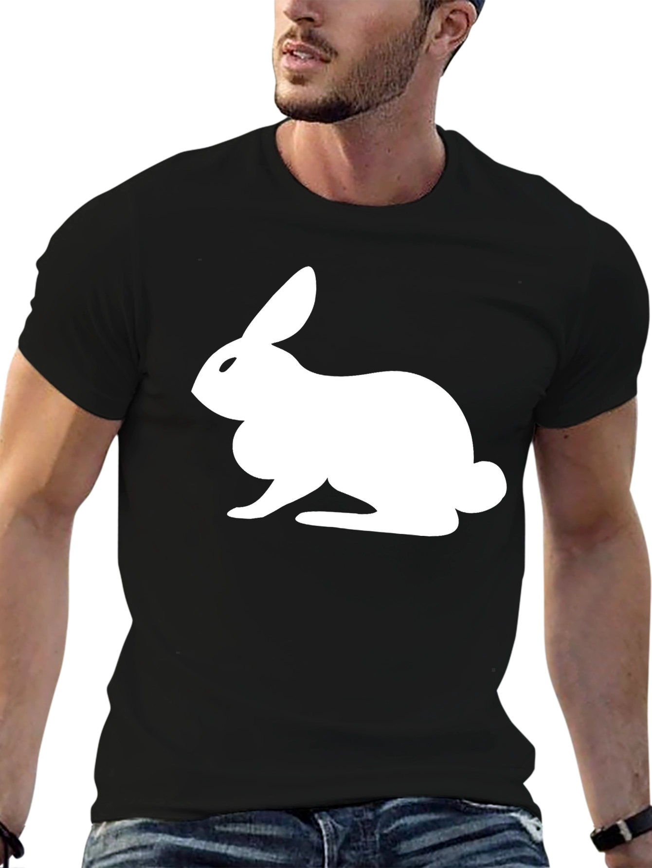 Rabbit Graphic Tee - Black Casual T-Shirt