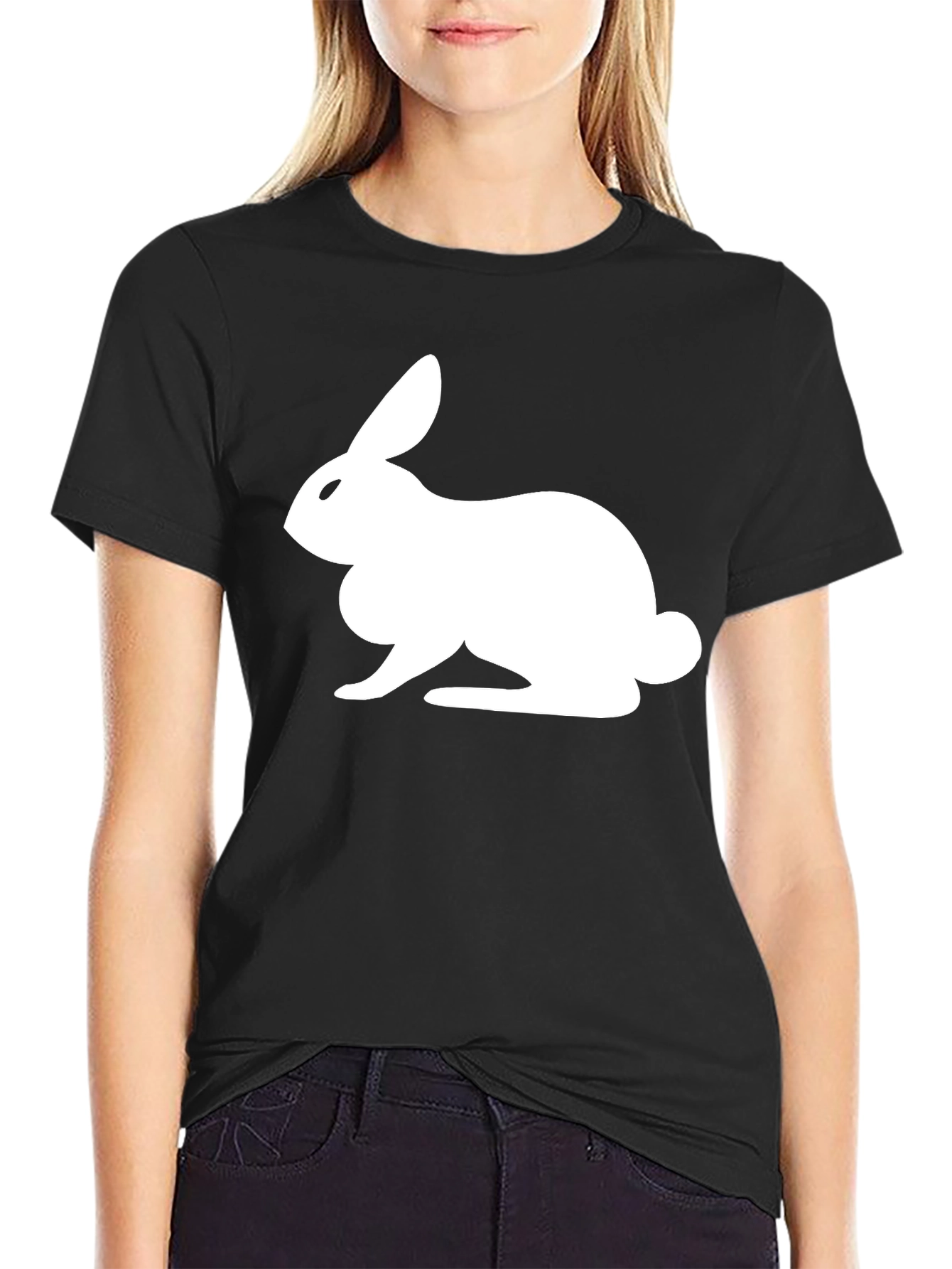 Rabbit Graphic Tee - Black Casual T-Shirt