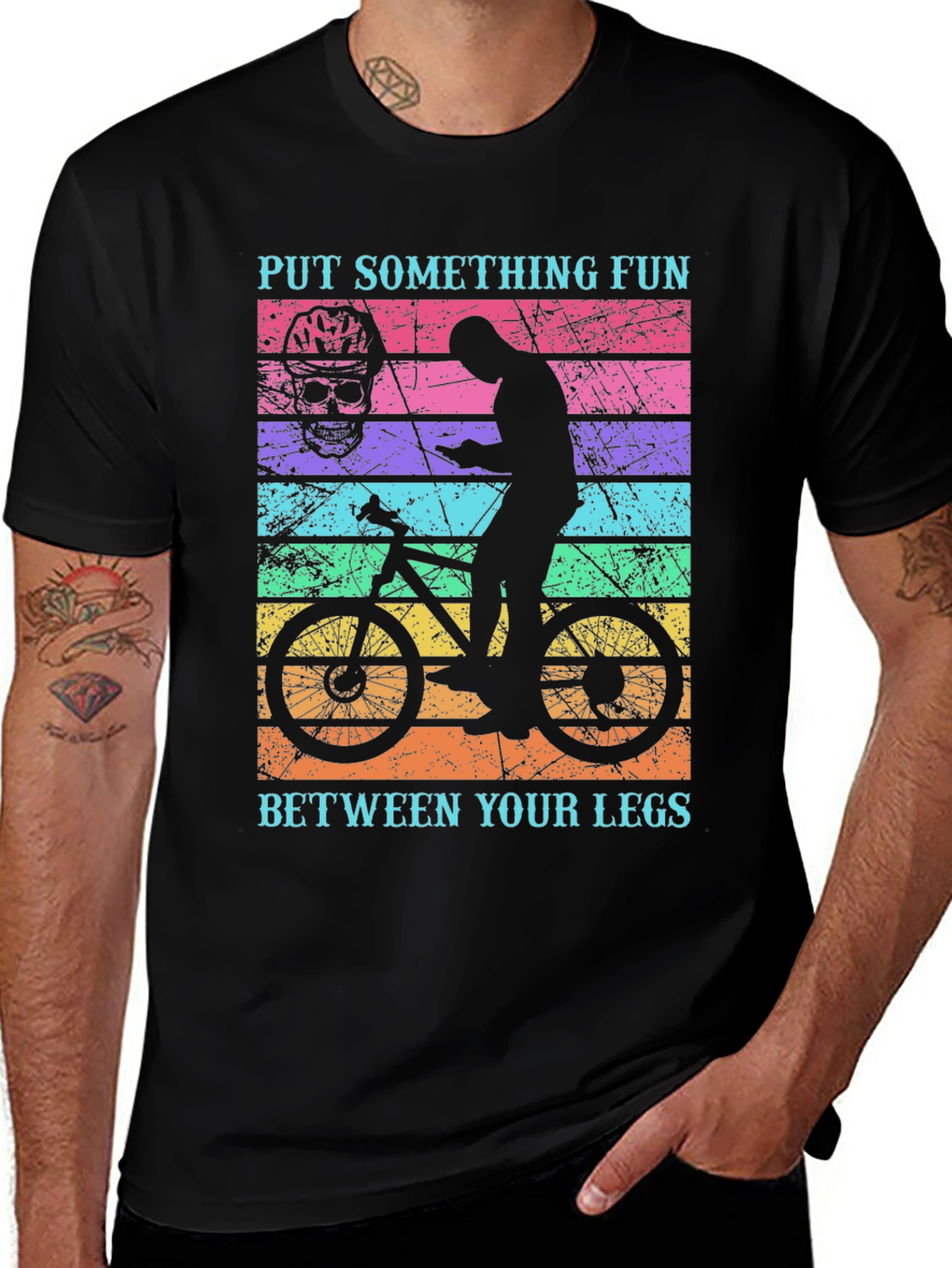 Fun Ride T-Shirt: Bike & Skull Graphic Tee