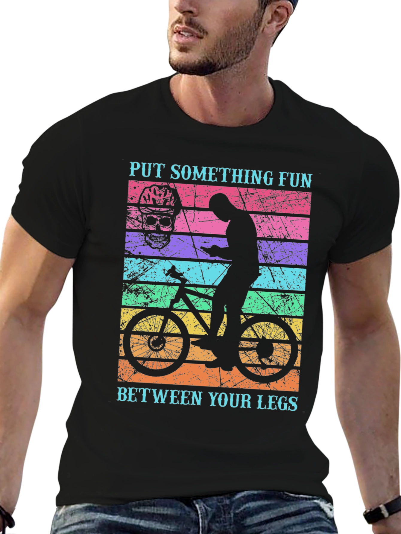 Fun Ride T-Shirt: Bike & Skull Graphic Tee