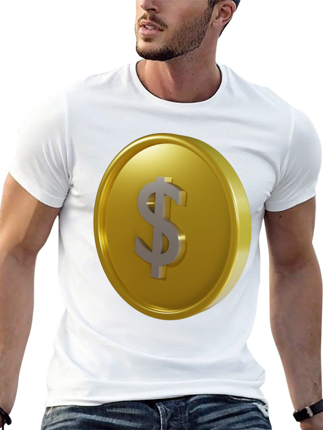 Gold Coin Dollar Sign Black T-Shirt