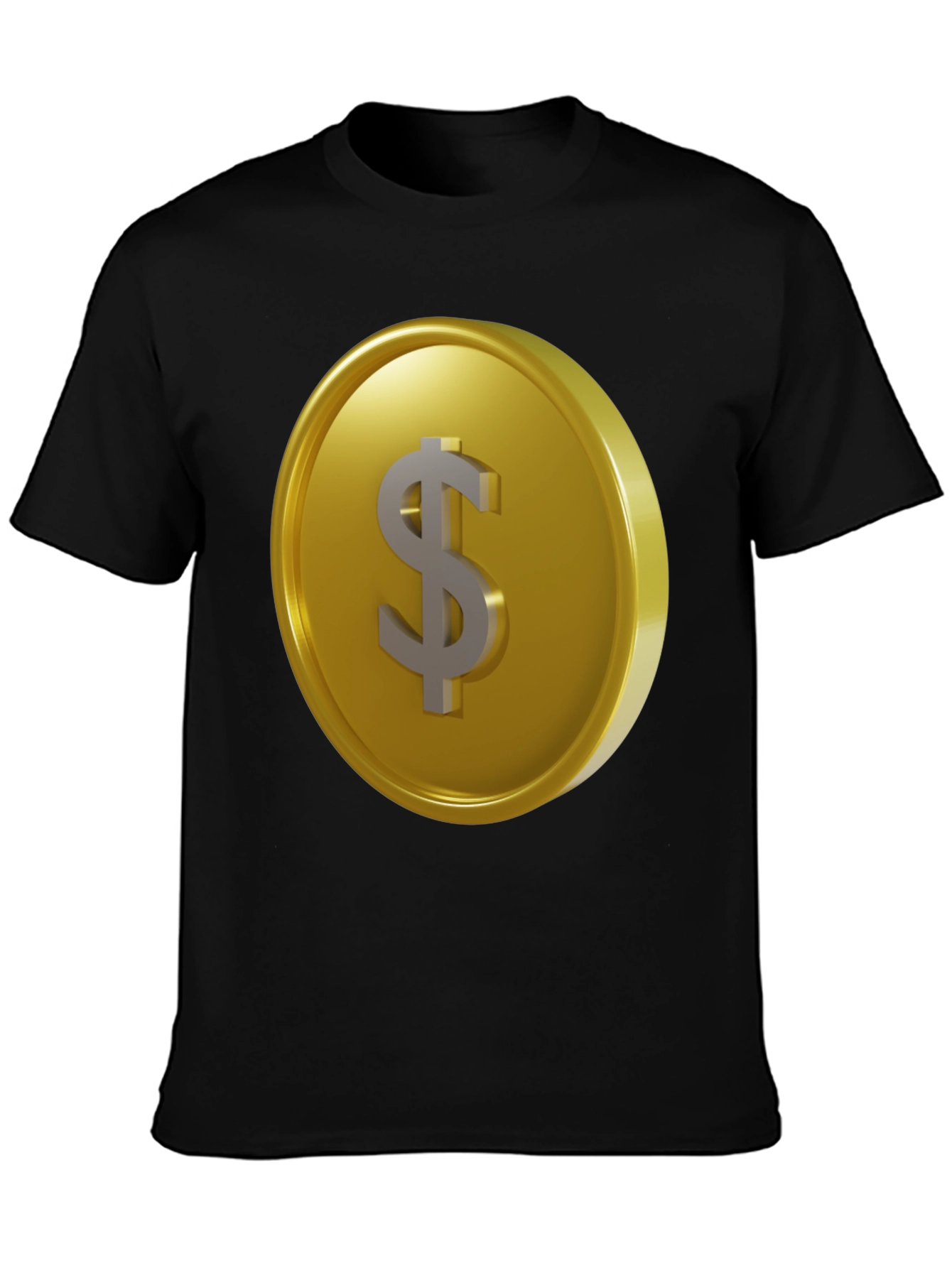 Gold Coin Dollar Sign Black T-Shirt