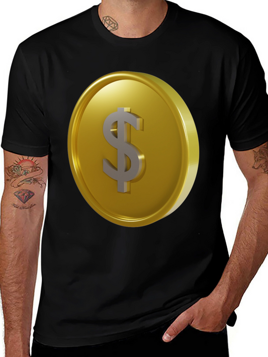 Gold Coin Dollar Sign Black T-Shirt