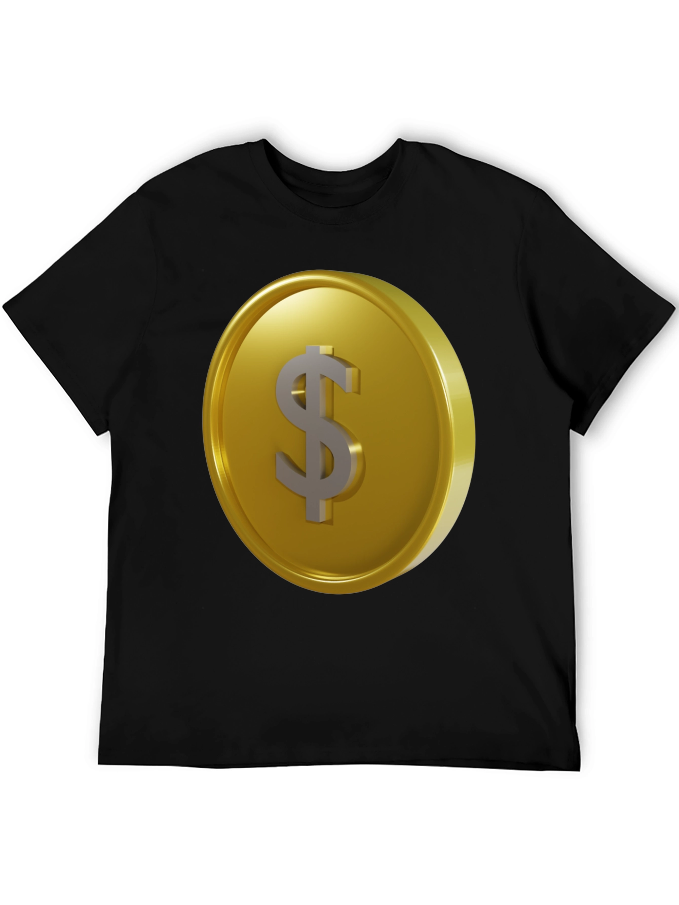Gold Coin Dollar Sign Black T-Shirt
