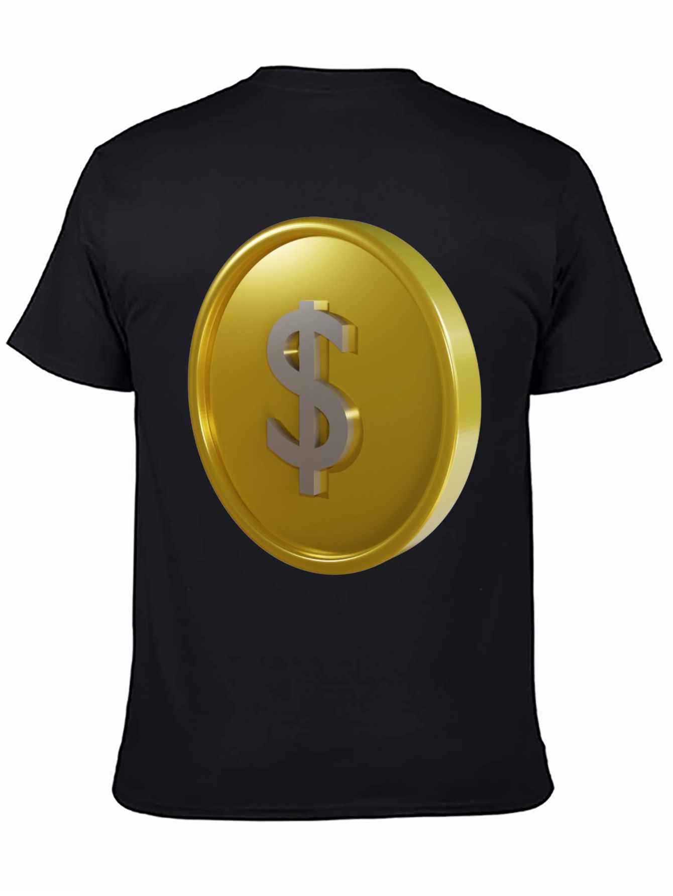 Gold Coin Dollar Sign Black T-Shirt