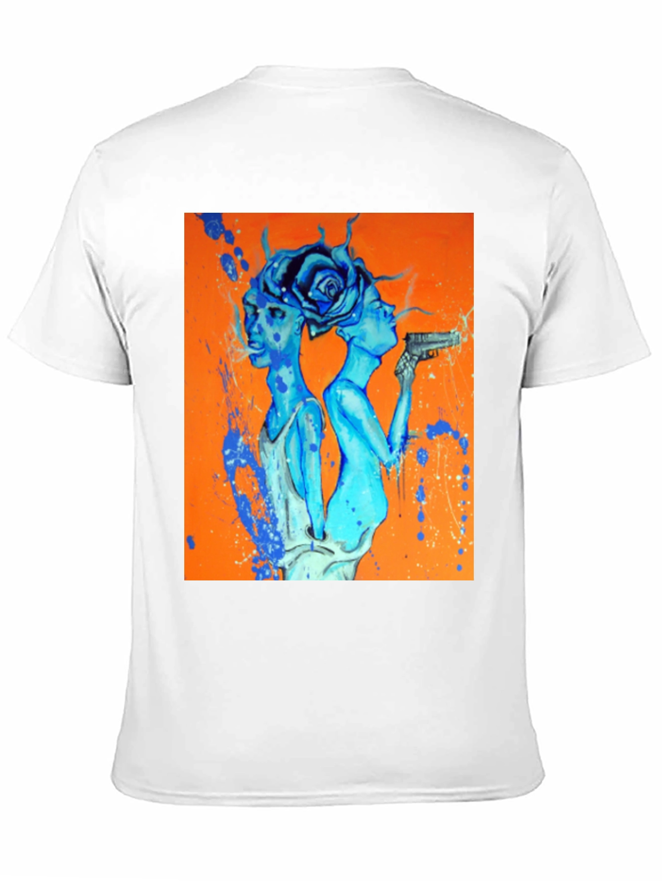 Edgy Blue Art Print Black T-Shirt