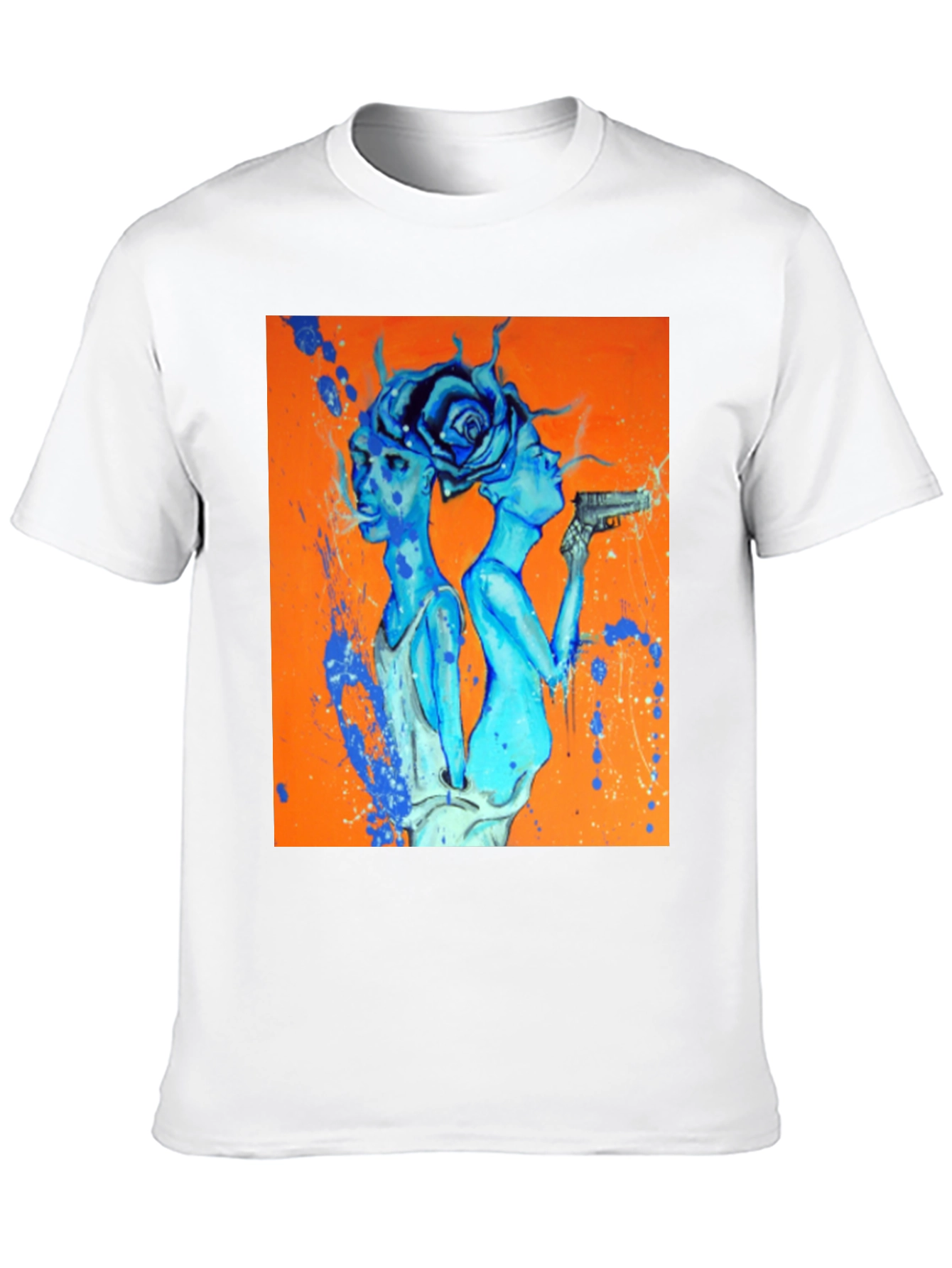 Edgy Blue Art Print Black T-Shirt