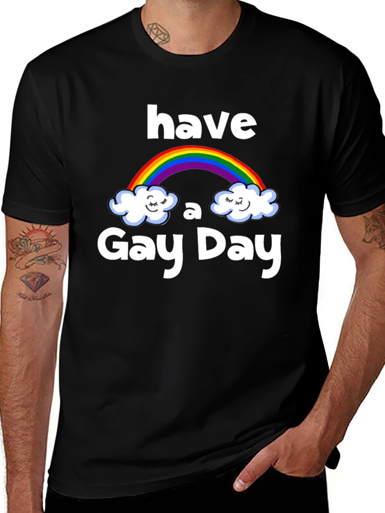 Have a Gay Day Rainbow Graphic Tee - Black