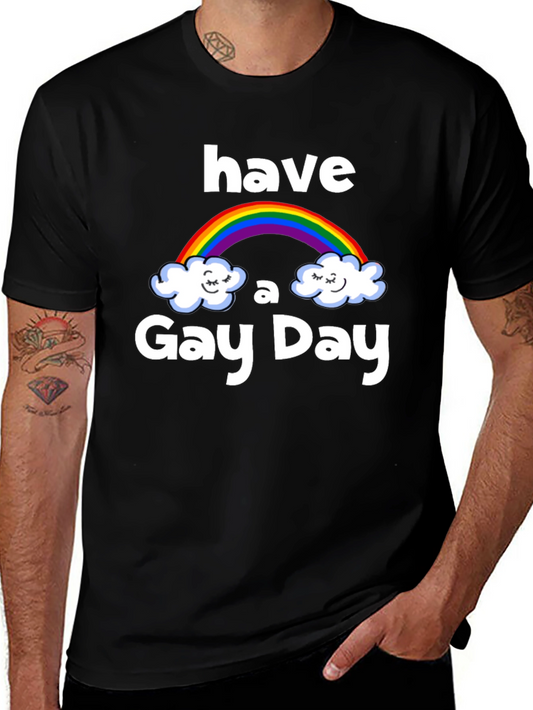 Have a Gay Day Rainbow Graphic Tee - Black