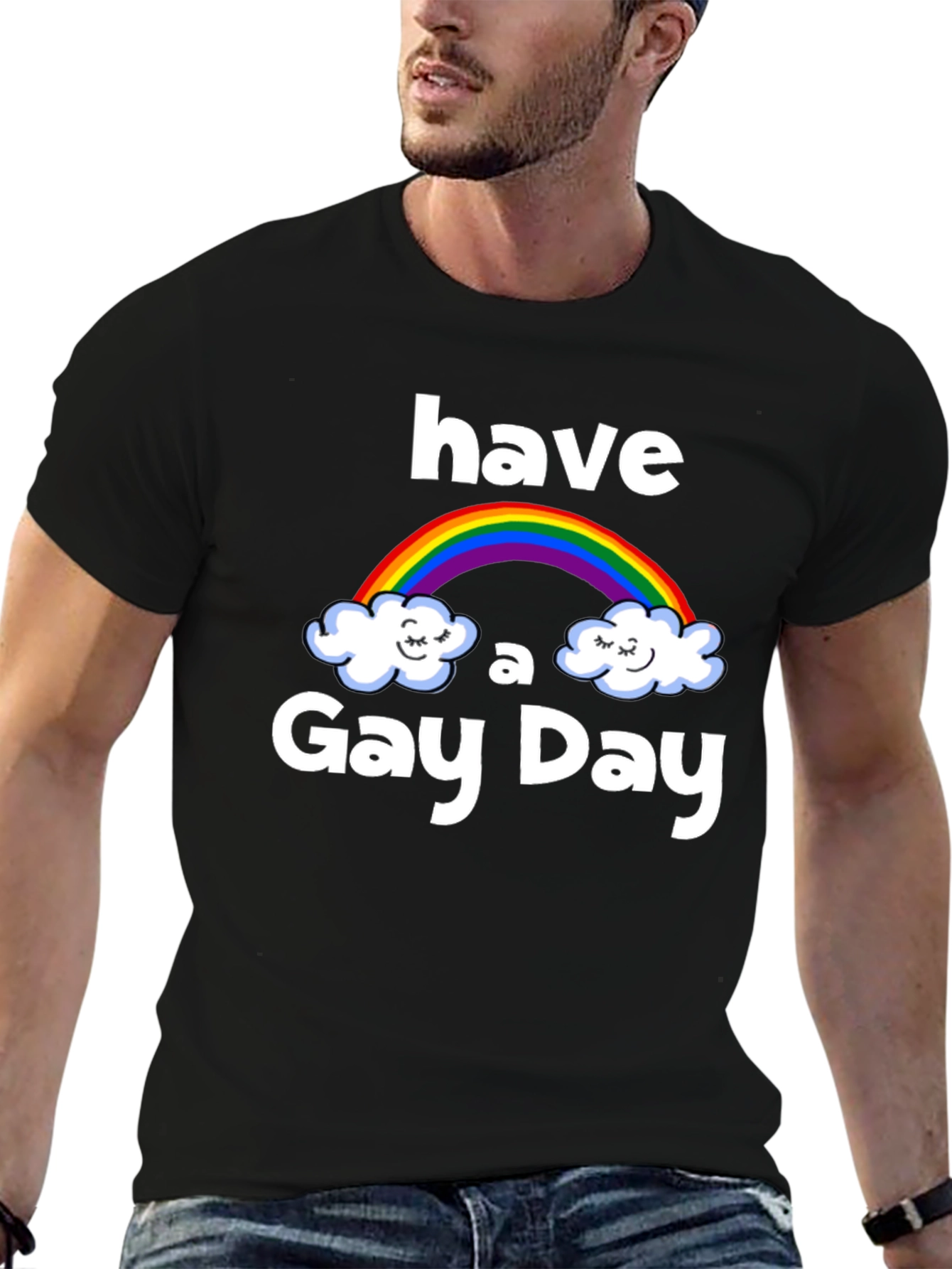 Have a Gay Day Rainbow Graphic Tee - Black