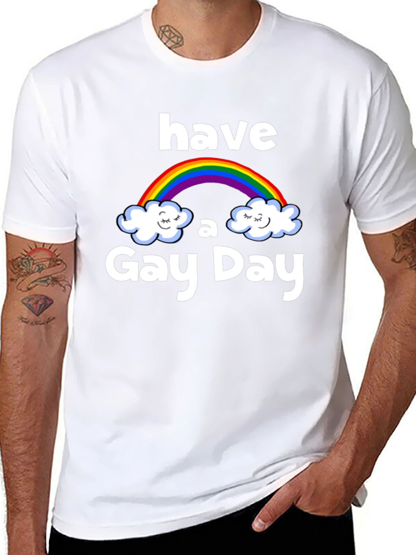 Have a Gay Day Rainbow Graphic Tee - Black