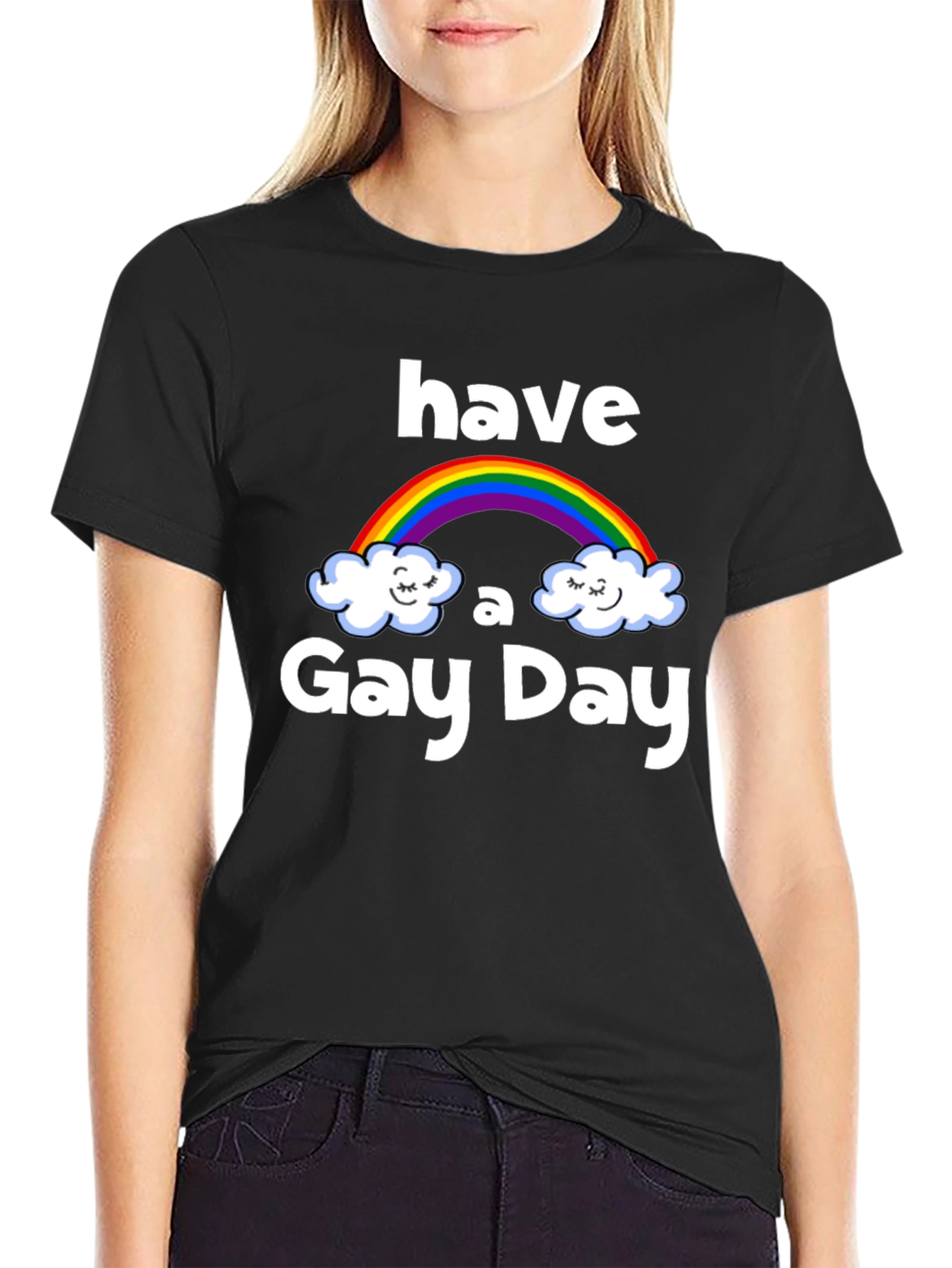 Have a Gay Day Rainbow Graphic Tee - Black