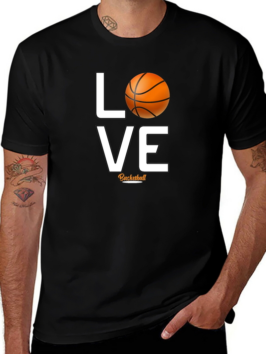 Love Basketball Graphic Tee - Black Cotton T-Shirt