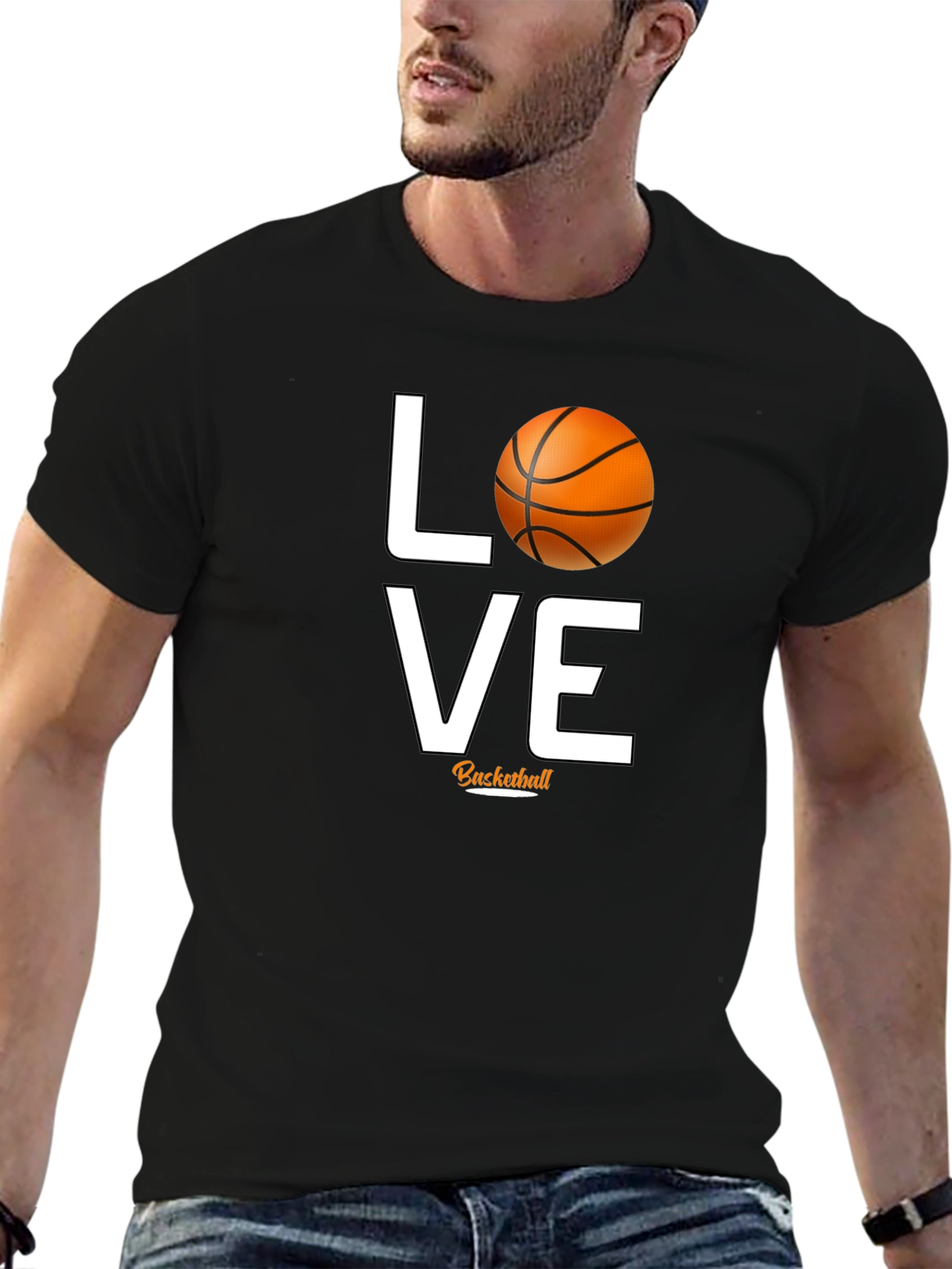 Love Basketball Graphic Tee - Black Cotton T-Shirt