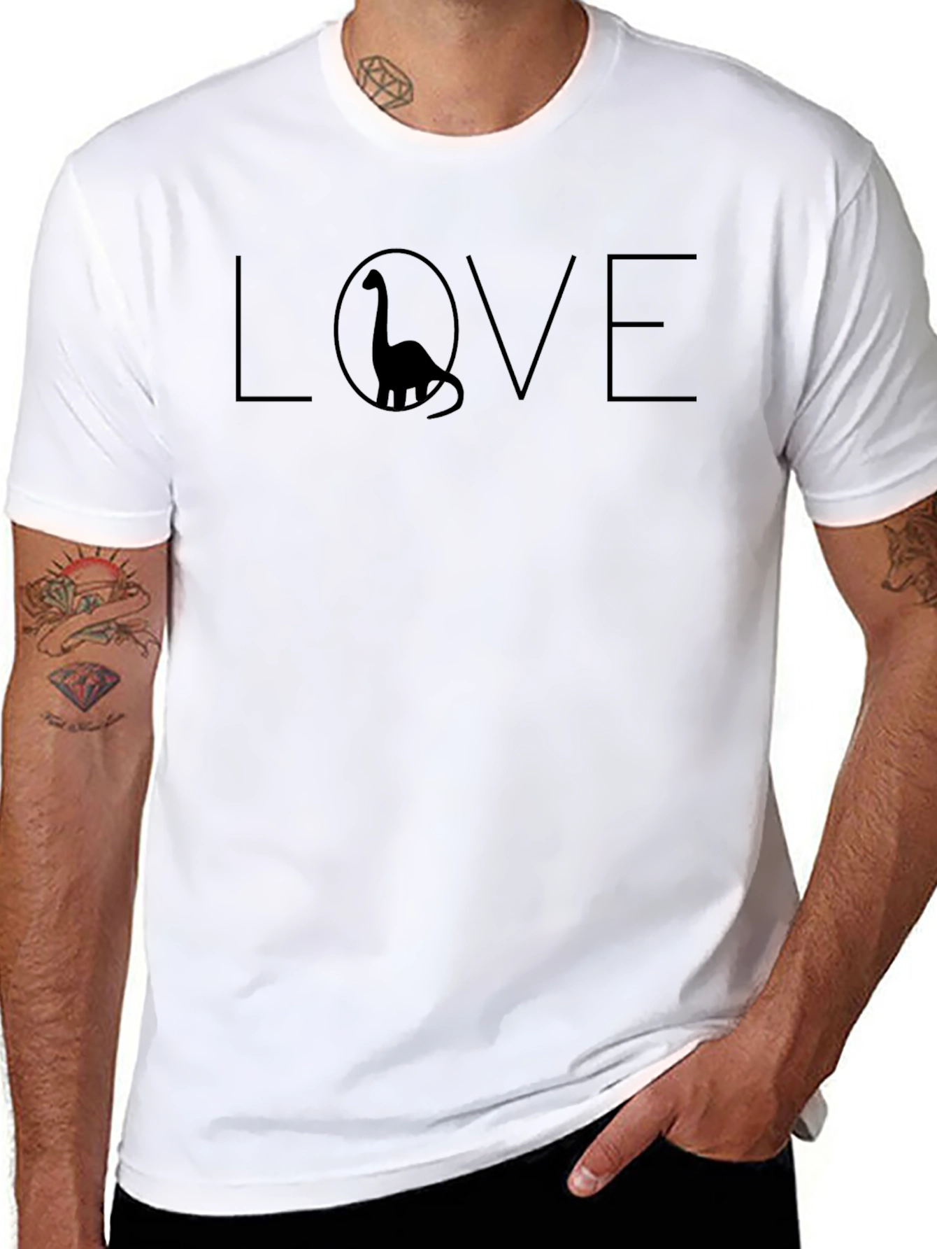 Dino Love T-Shirt - Mens Black Graphic Tee