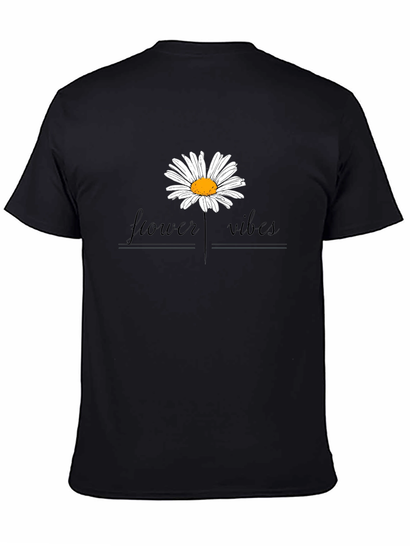 Flower Vibes Graphic Tee - Black Cotton Blend Shirt