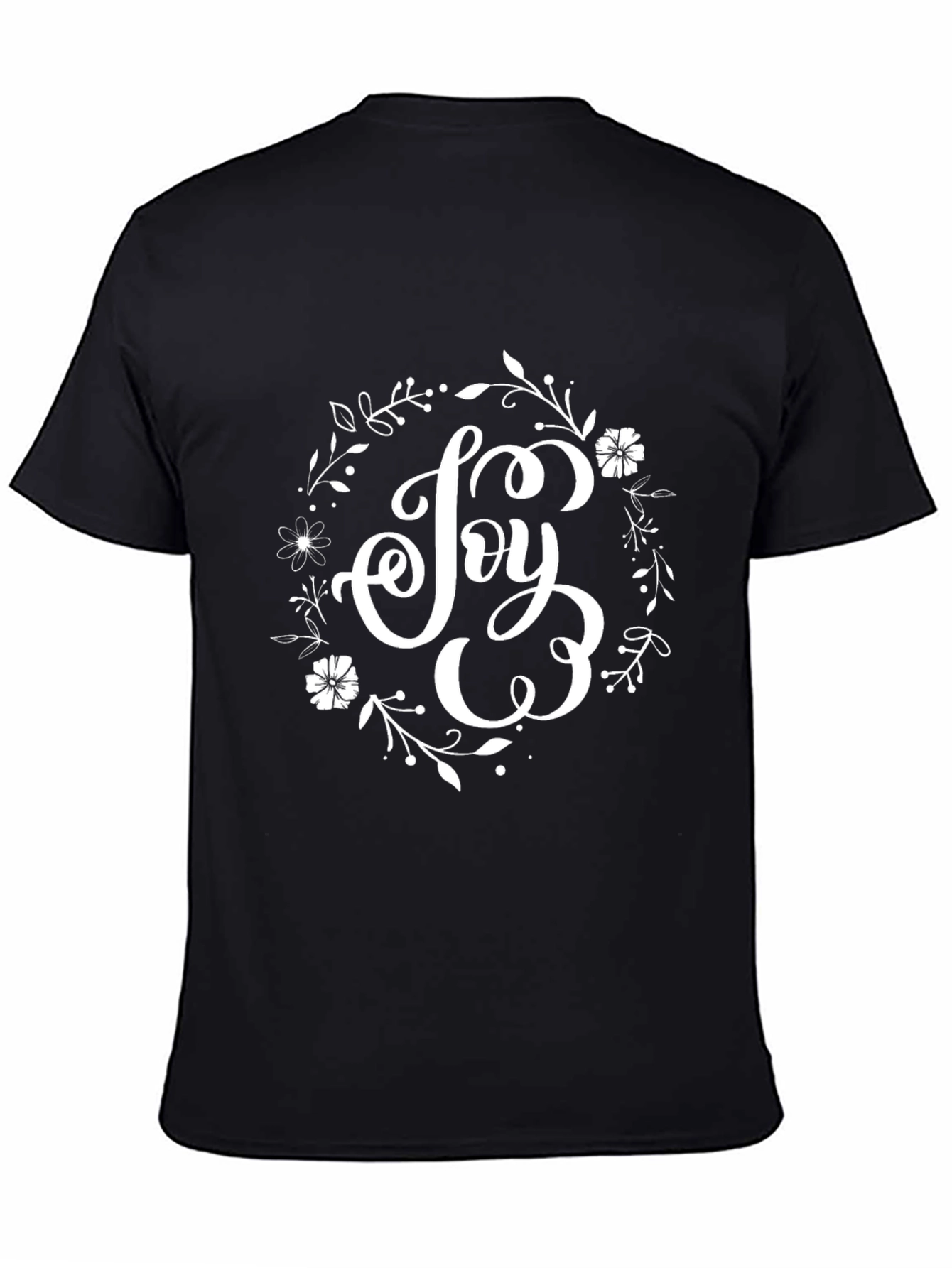 Joy Floral Wreath Black T-Shirt
