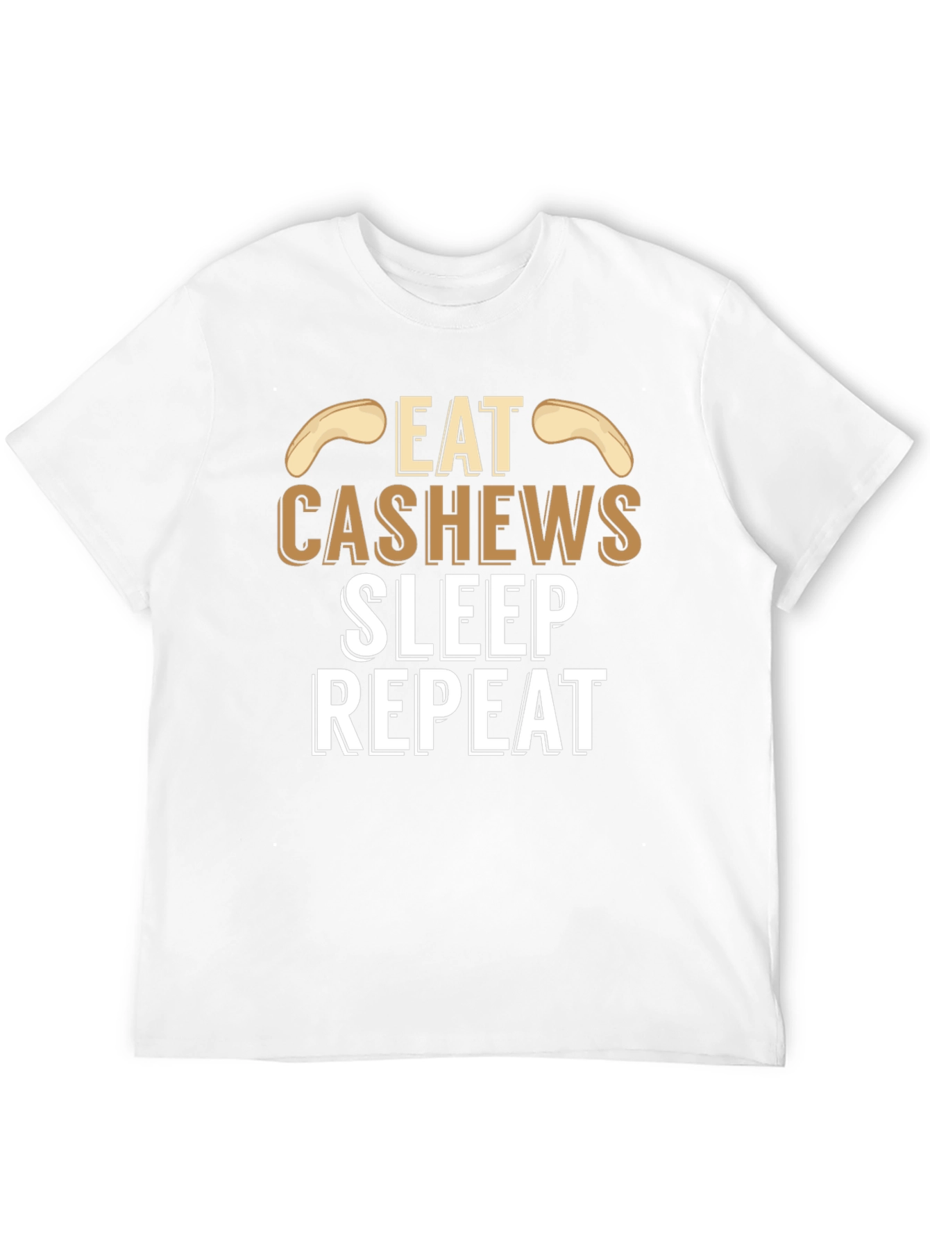 Eat Cashews Sleep Repeat Black Graphic T-Shirt