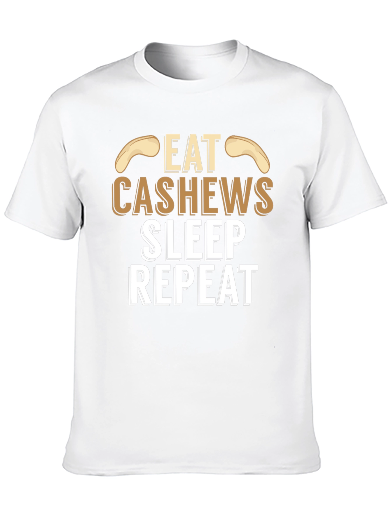 Eat Cashews Sleep Repeat Black Graphic T-Shirt