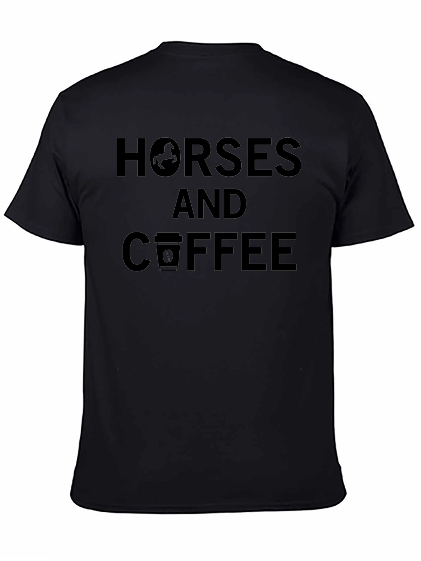 Horses and Coffee Graphic Tee - Black