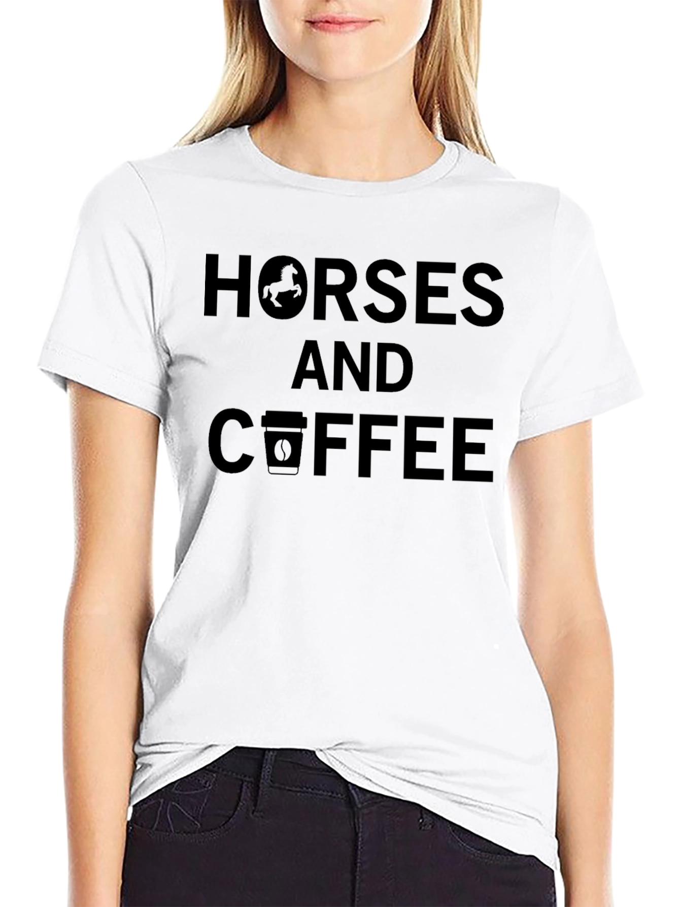 Horses and Coffee Graphic Tee - Black