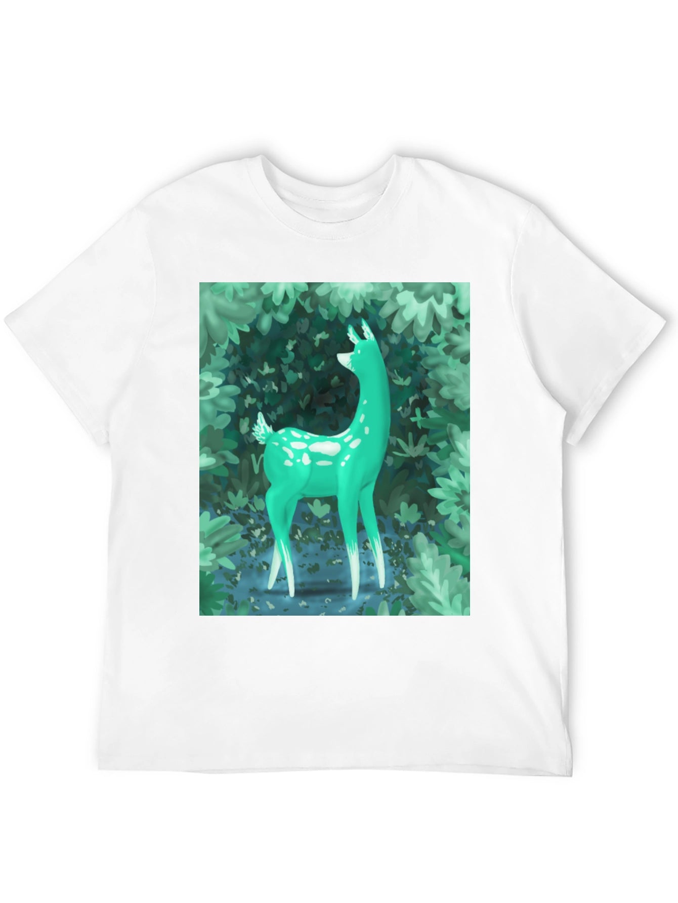 Enchanted Forest Deer Graphic Tee - Black