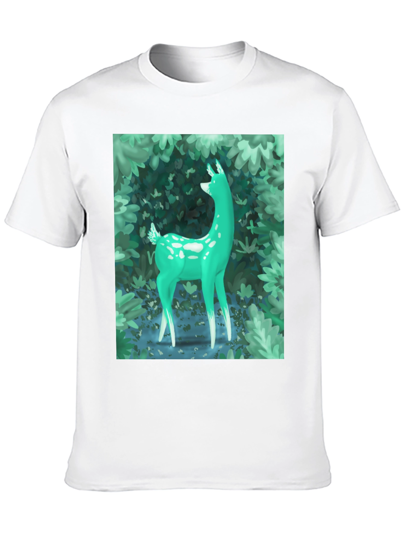 Enchanted Forest Deer Graphic Tee - Black
