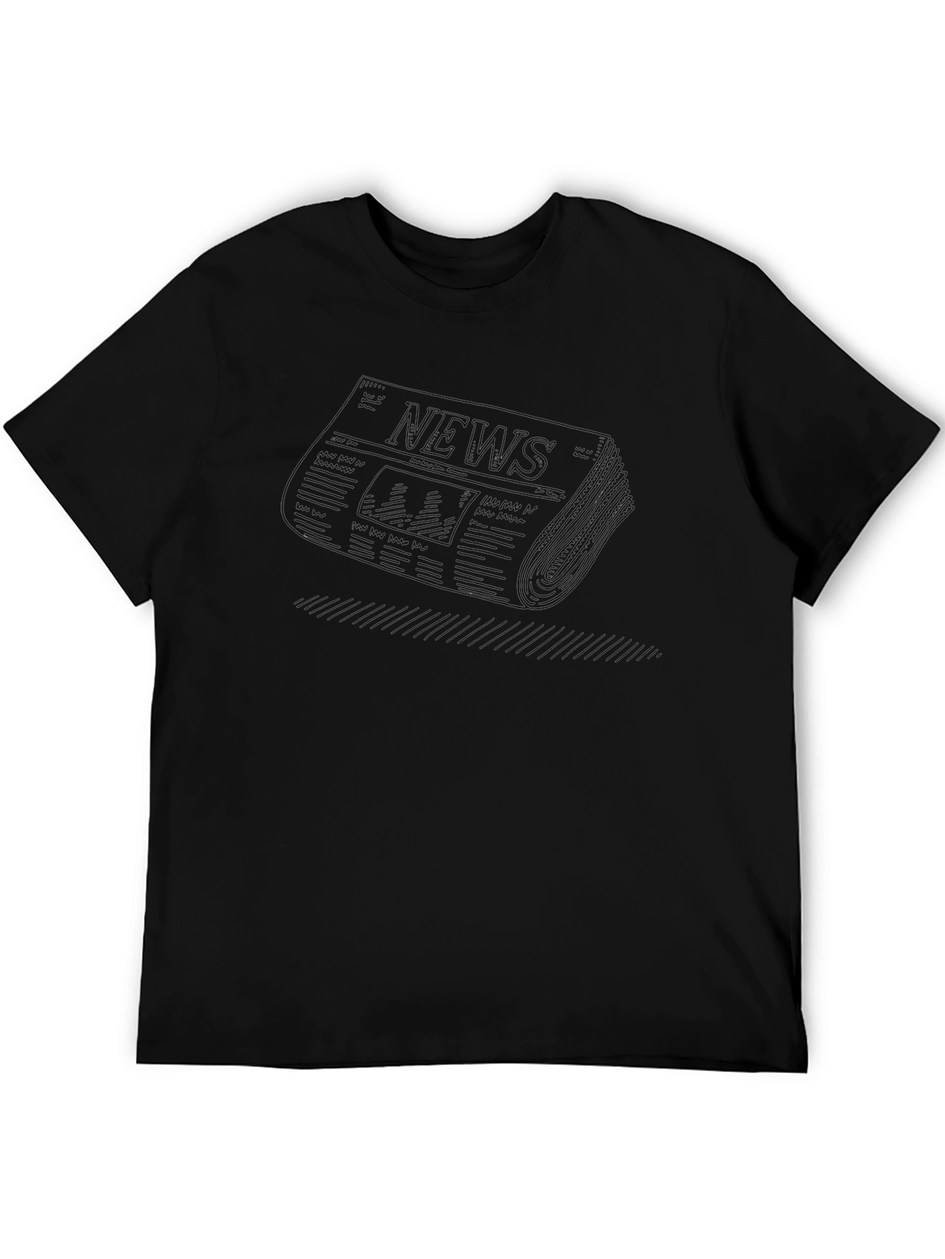 Modern Newspaper Graphic Black T-Shirt