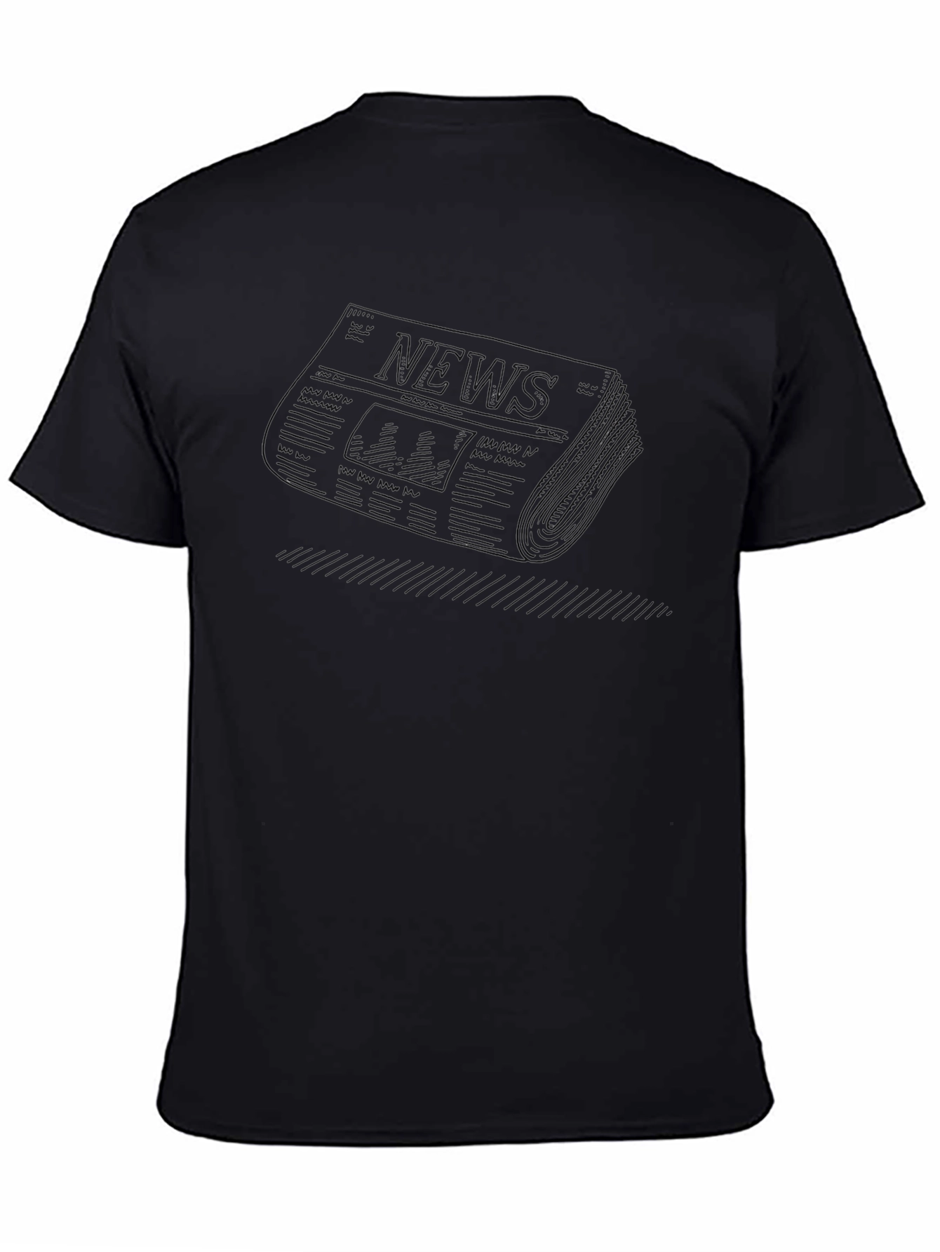 Modern Newspaper Graphic Black T-Shirt