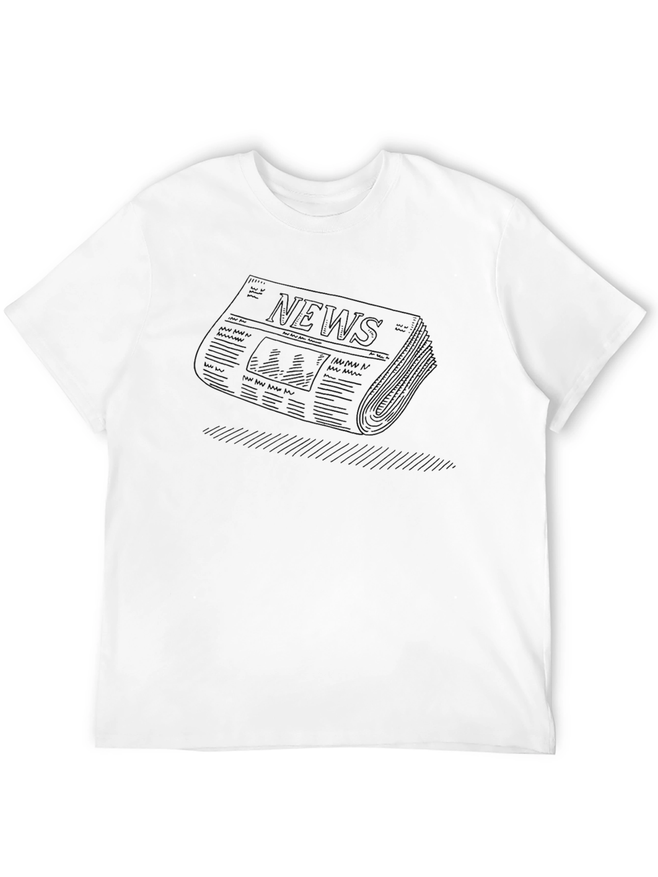 Modern Newspaper Graphic Black T-Shirt