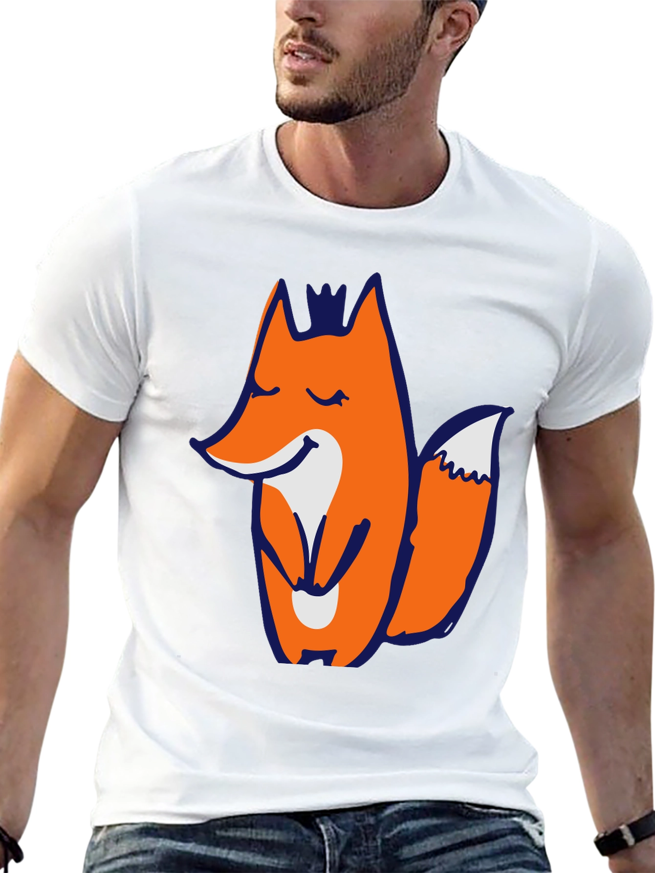 Mens Black T-shirt with Fox Graphic