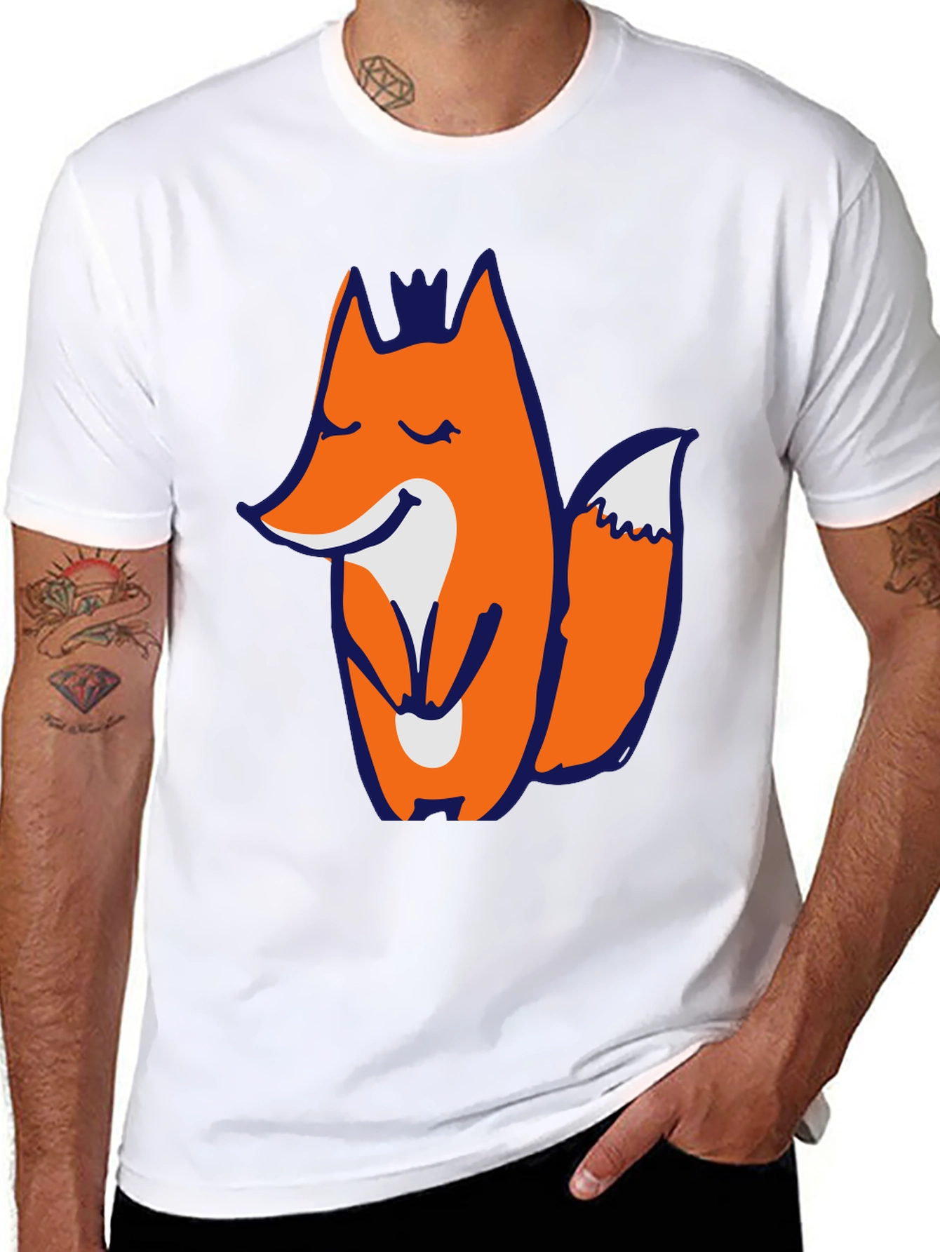 Mens Black T-shirt with Fox Graphic