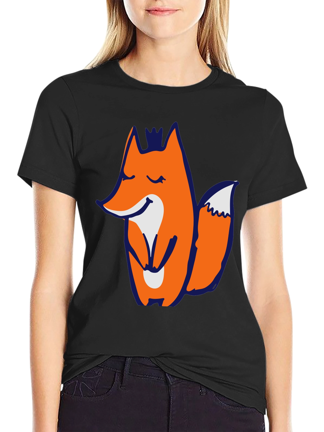 Mens Black T-shirt with Fox Graphic