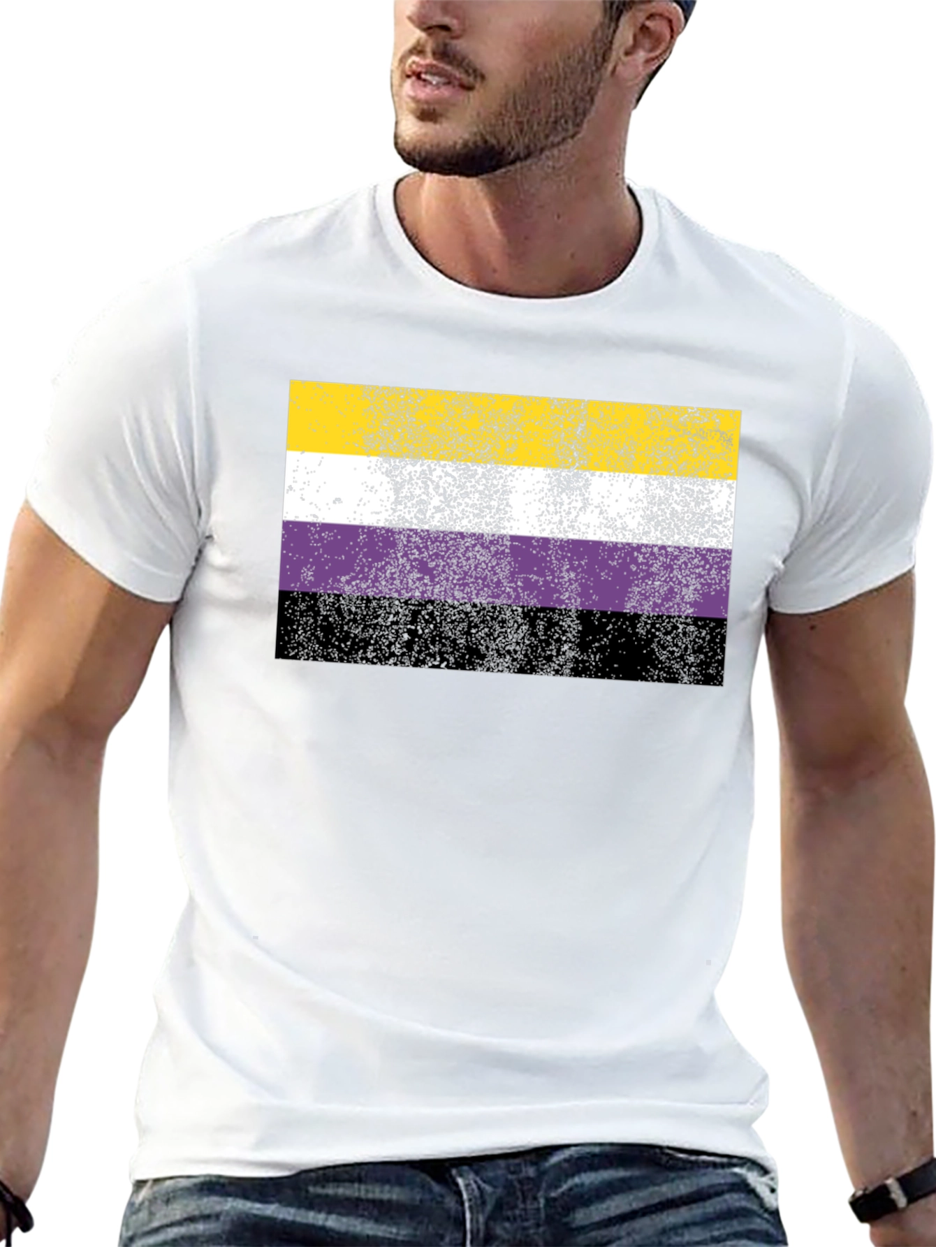 Nonbinary Pride Flag T-Shirt - Distressed Design