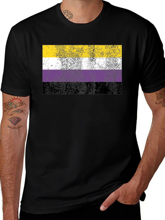 Nonbinary Pride Flag T-Shirt - Distressed Design