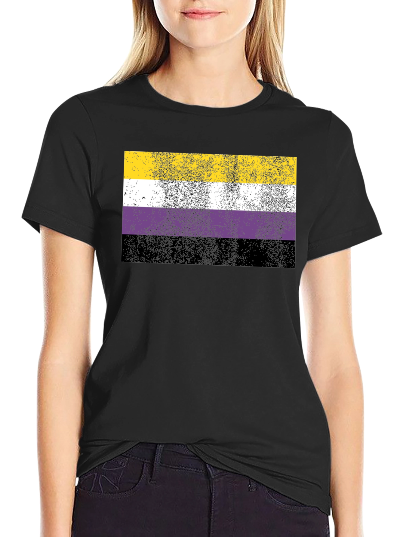 Nonbinary Pride Flag T-Shirt - Distressed Design
