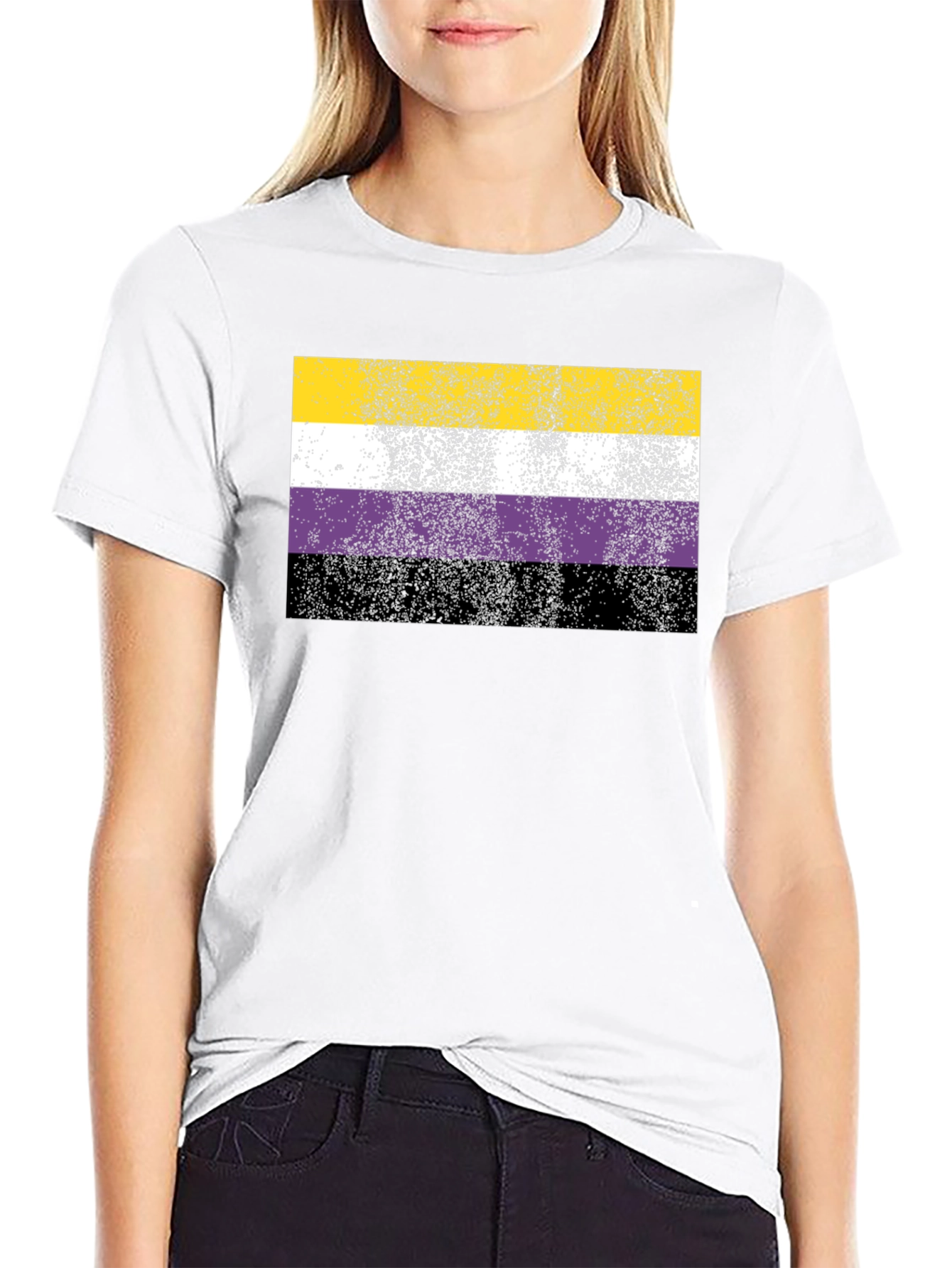 Nonbinary Pride Flag T-Shirt - Distressed Design