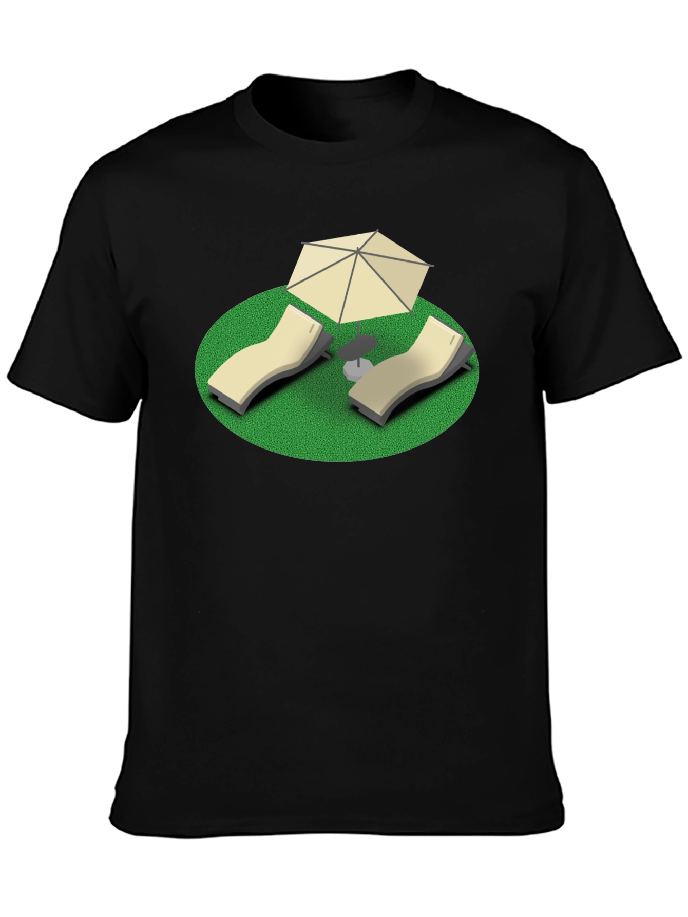 Relaxation Tee: Beach Chair & Umbrella Graphic T-Shirt