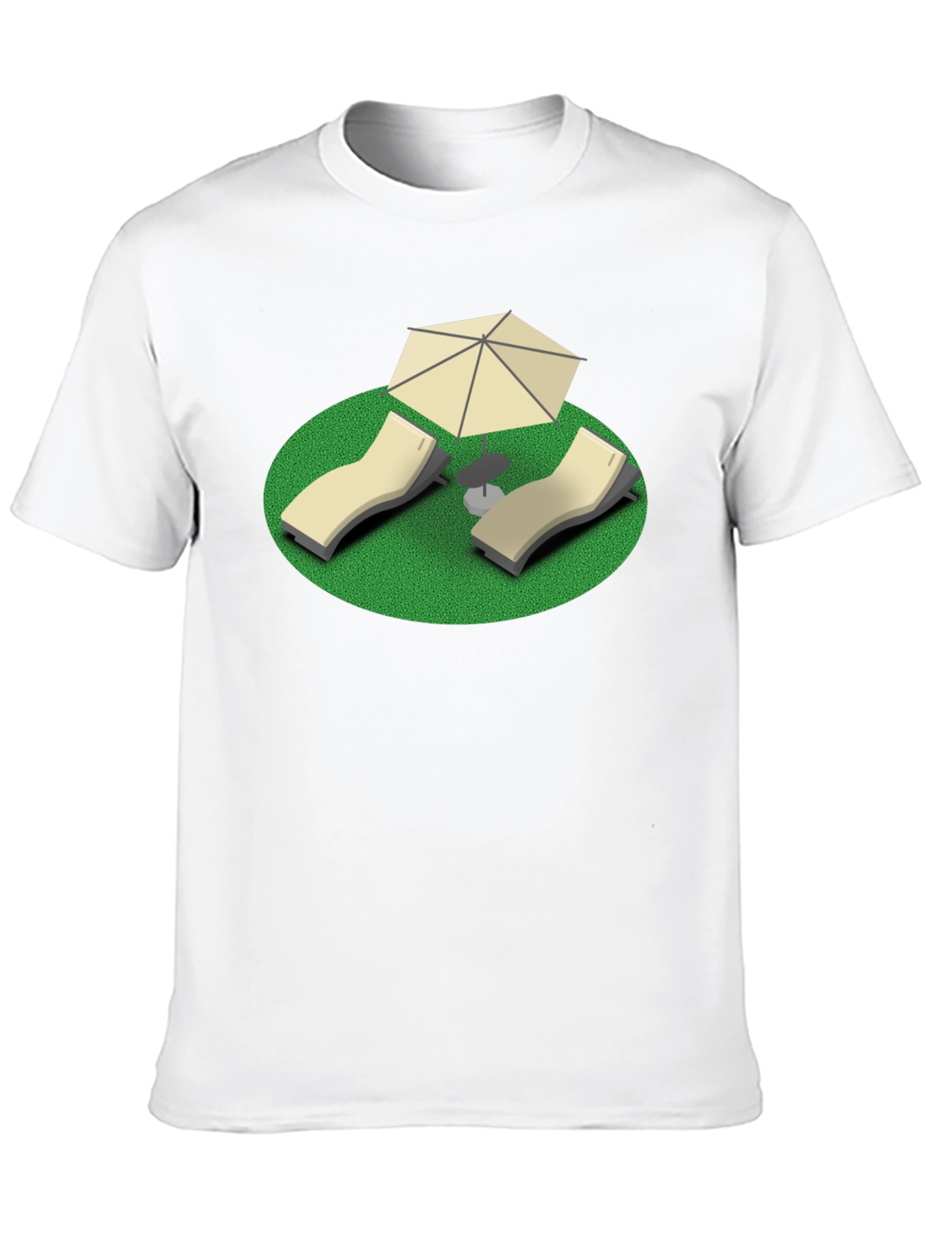 Relaxation Tee: Beach Chair & Umbrella Graphic T-Shirt