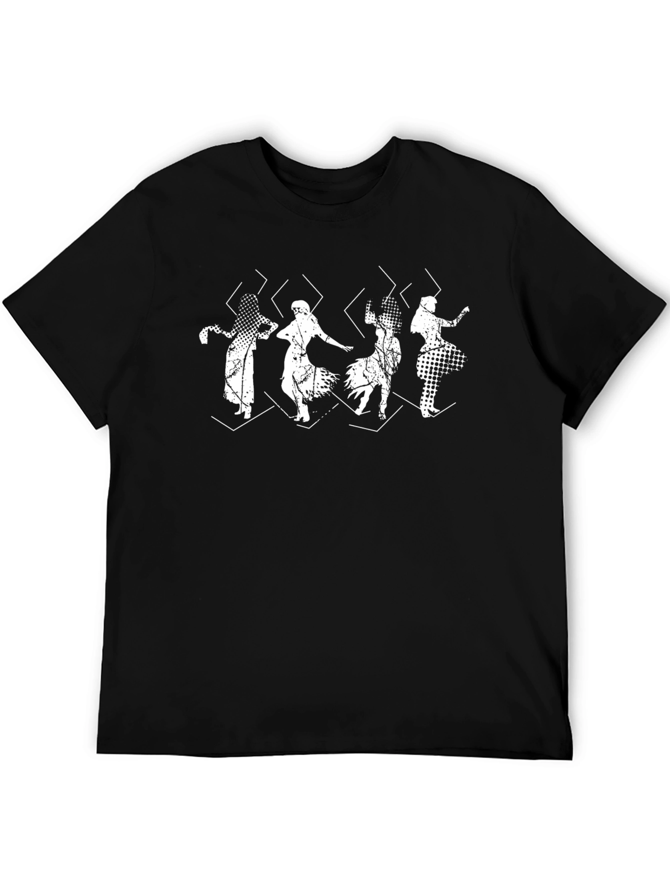 Geometric Dance Tee - Stylish Black Cotton T-Shirt