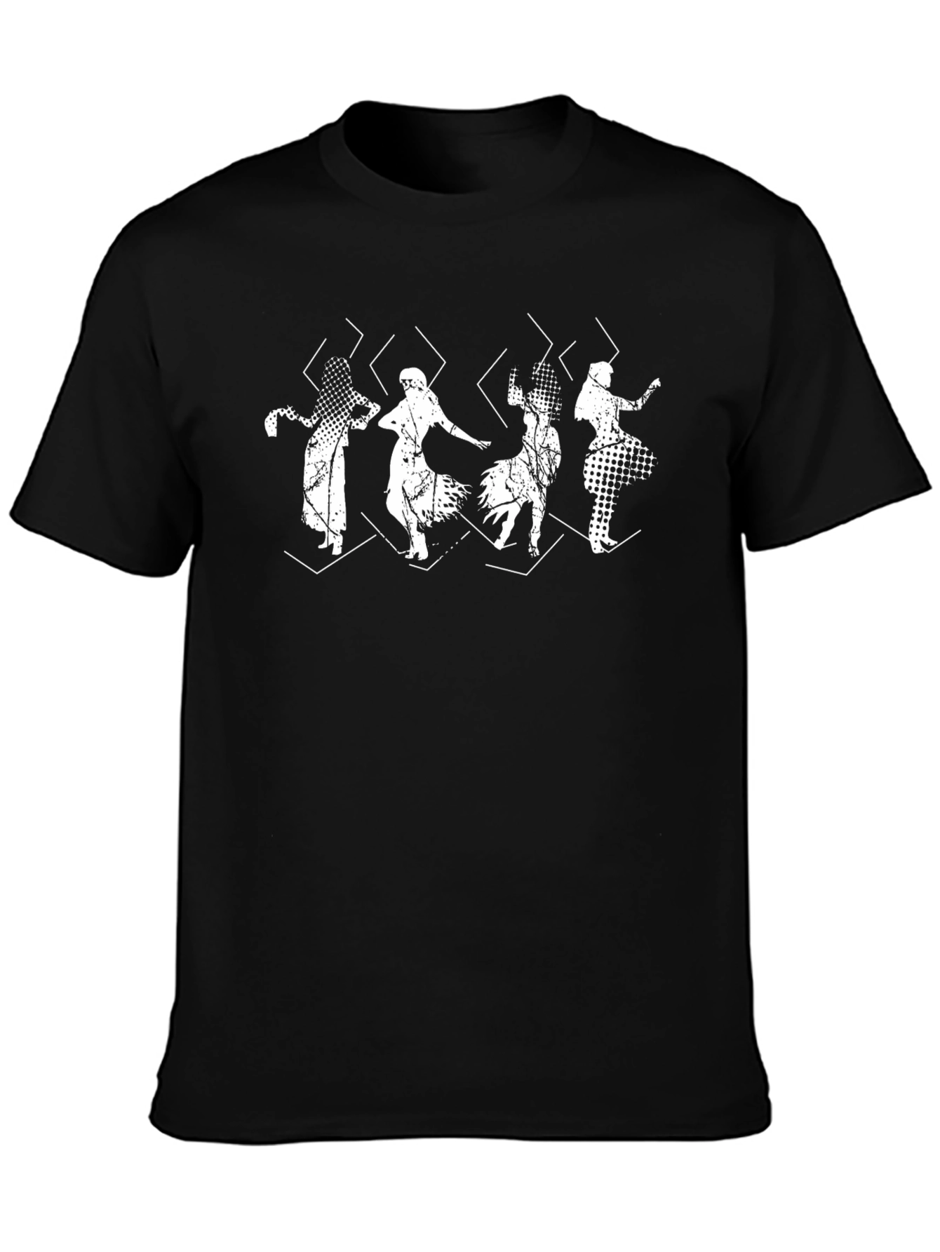 Geometric Dance Tee - Stylish Black Cotton T-Shirt