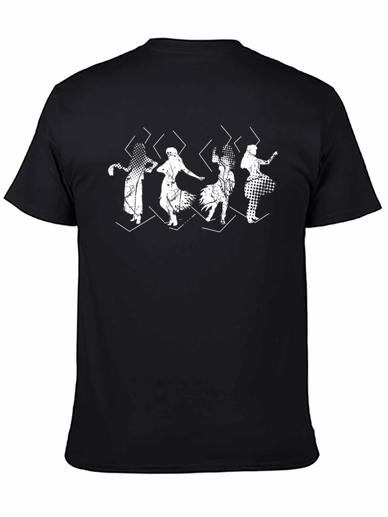 Geometric Dance Tee - Stylish Black Cotton T-Shirt